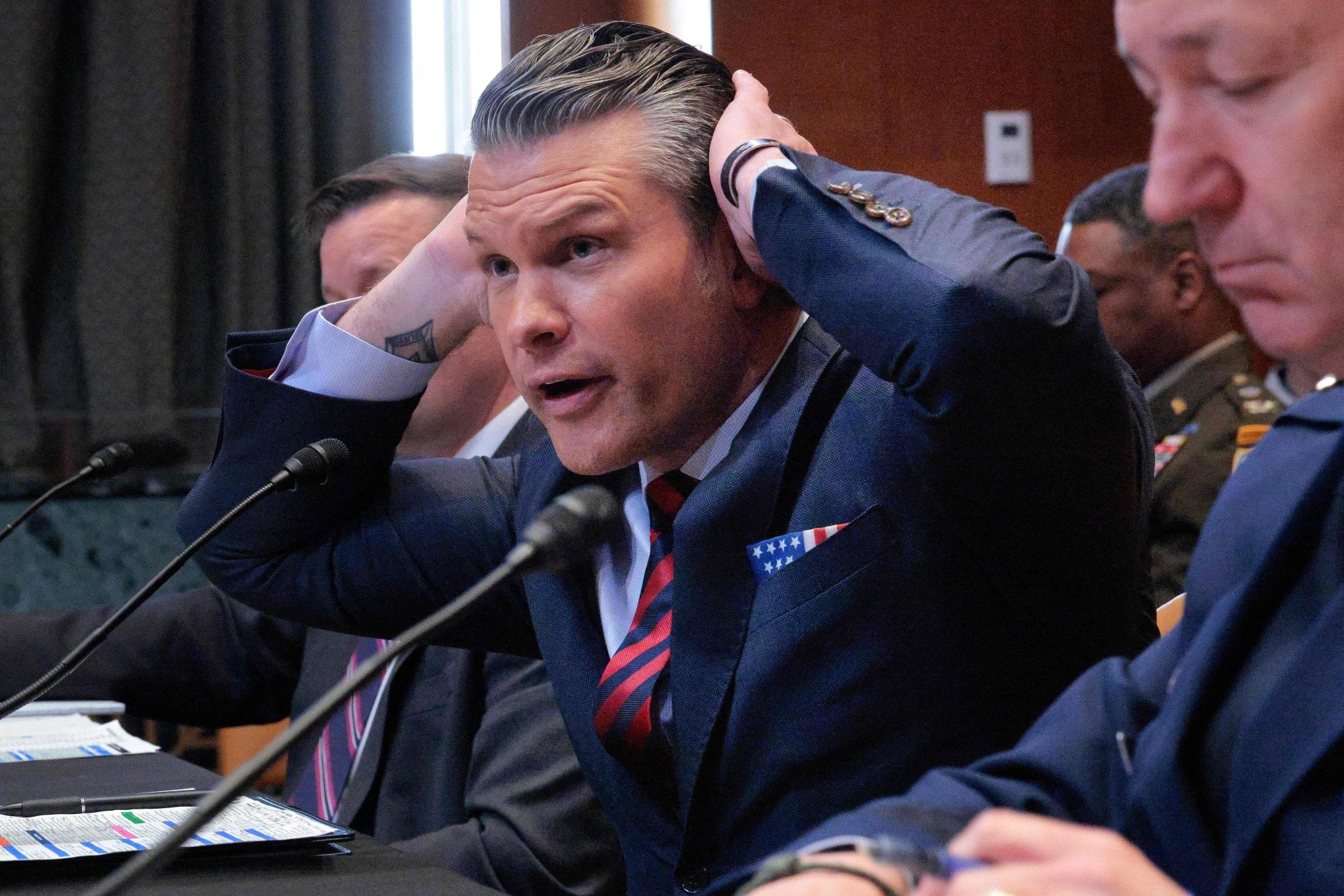 Pete Hegseth faced Senate questions on the Iran war and military spending hours before departing for China. Photo: Getty Images