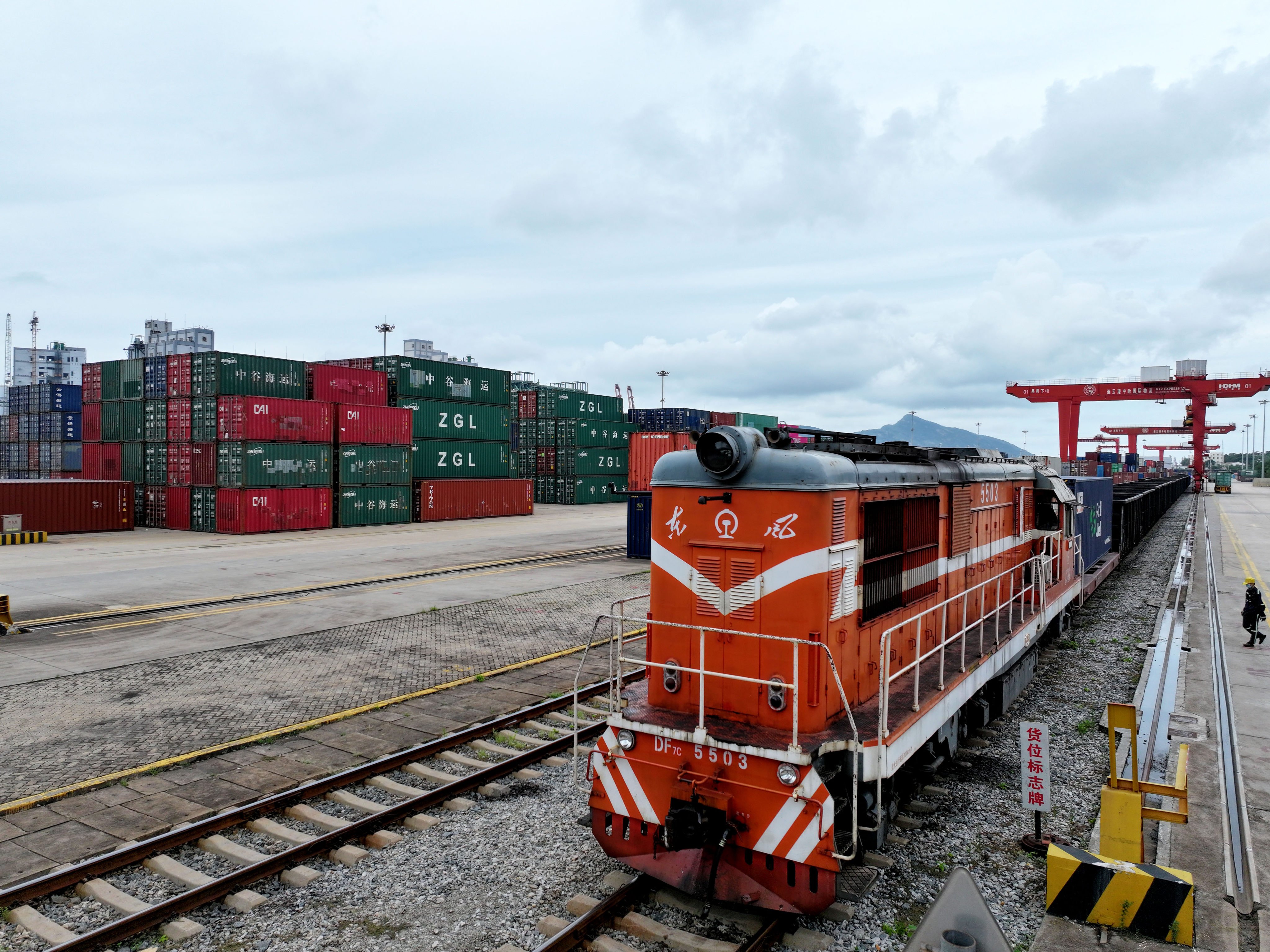 A China-Europe freight train prepares to depart from the China Kazakhstan (Lianyungang) logistics cooperation base in Jiangsu province. Photo: Costfoto/NurPhoto via Getty Images
