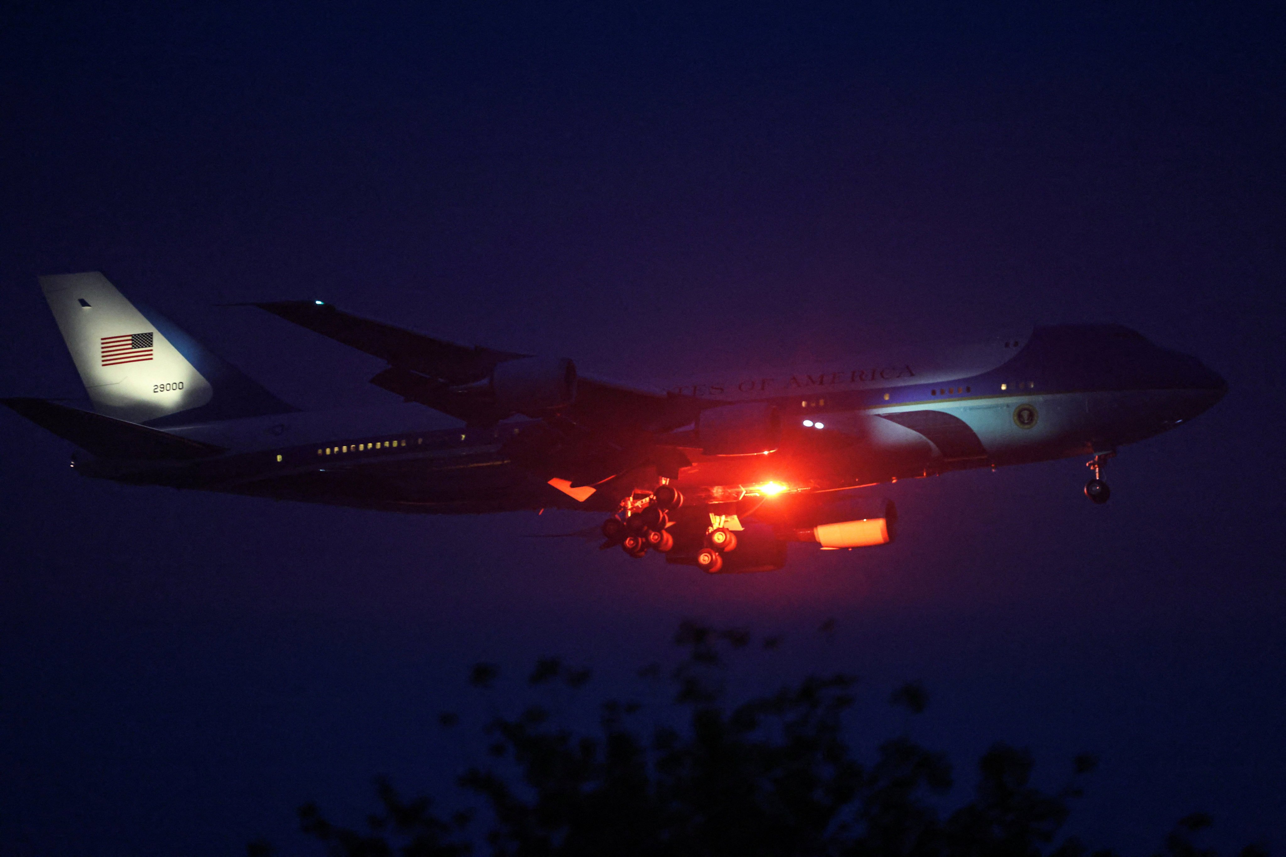 Air Force One lands at Beijing Capital International Airport. Photo: Reuters