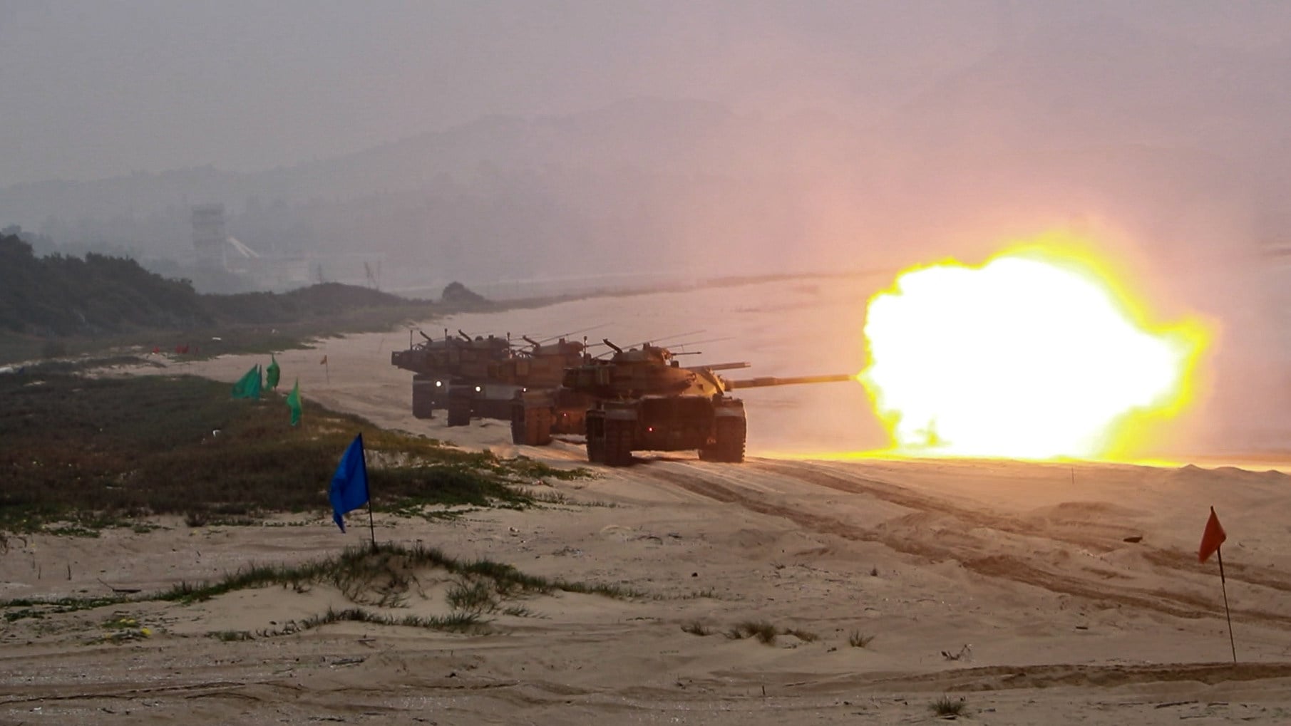 The exercise on Kinmen island, also known as Quemoy, simulated a People’s Liberation Army amphibious assault on the coastline. Photo: CNA