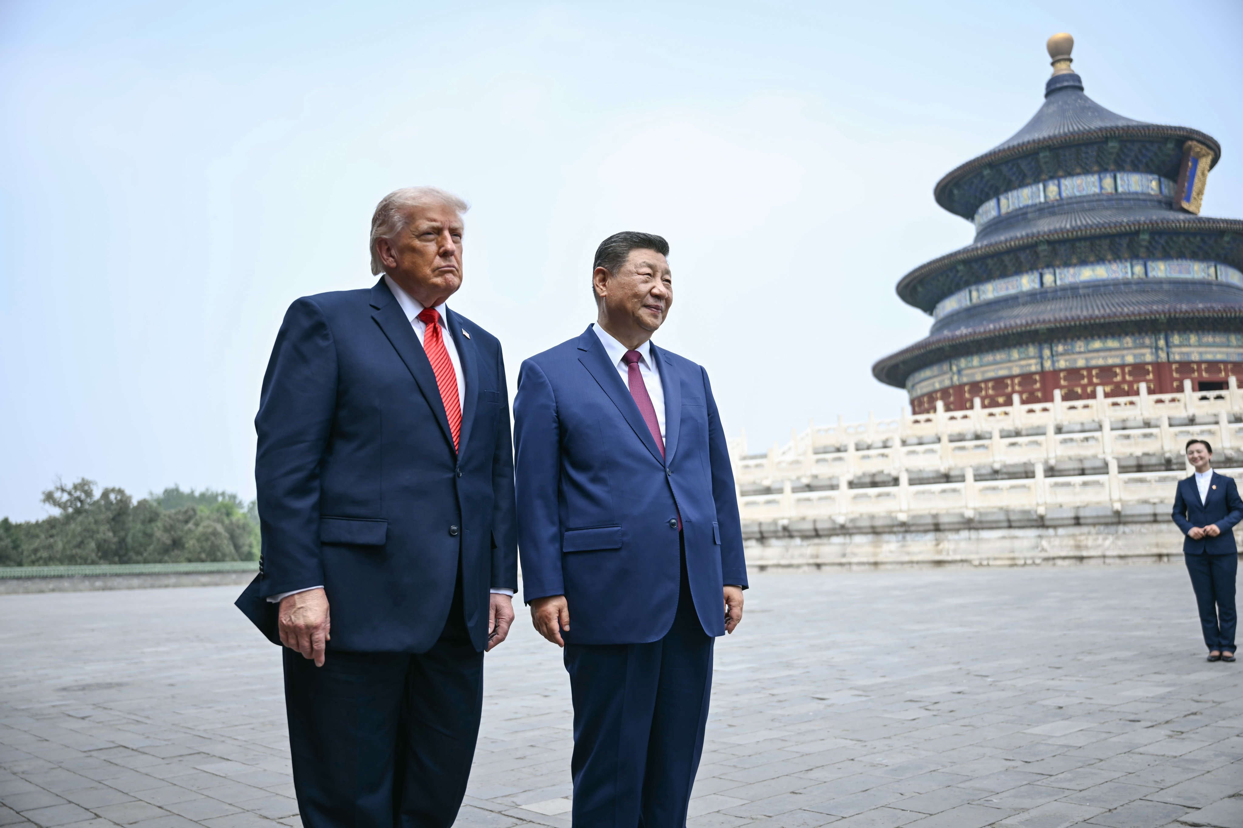 Chinese President Xi Jinping and US President Donald Trump at the Temple of Heaven in Beijing. Photo: AP
