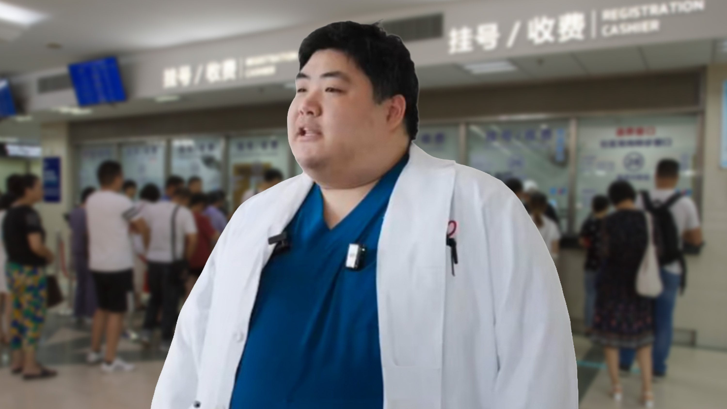 A Shanghai doctor has gone viral for weighing 150kg due to work stress and an unhealthy diet. Photo: SCMP composite/Shutterstock/Douyin