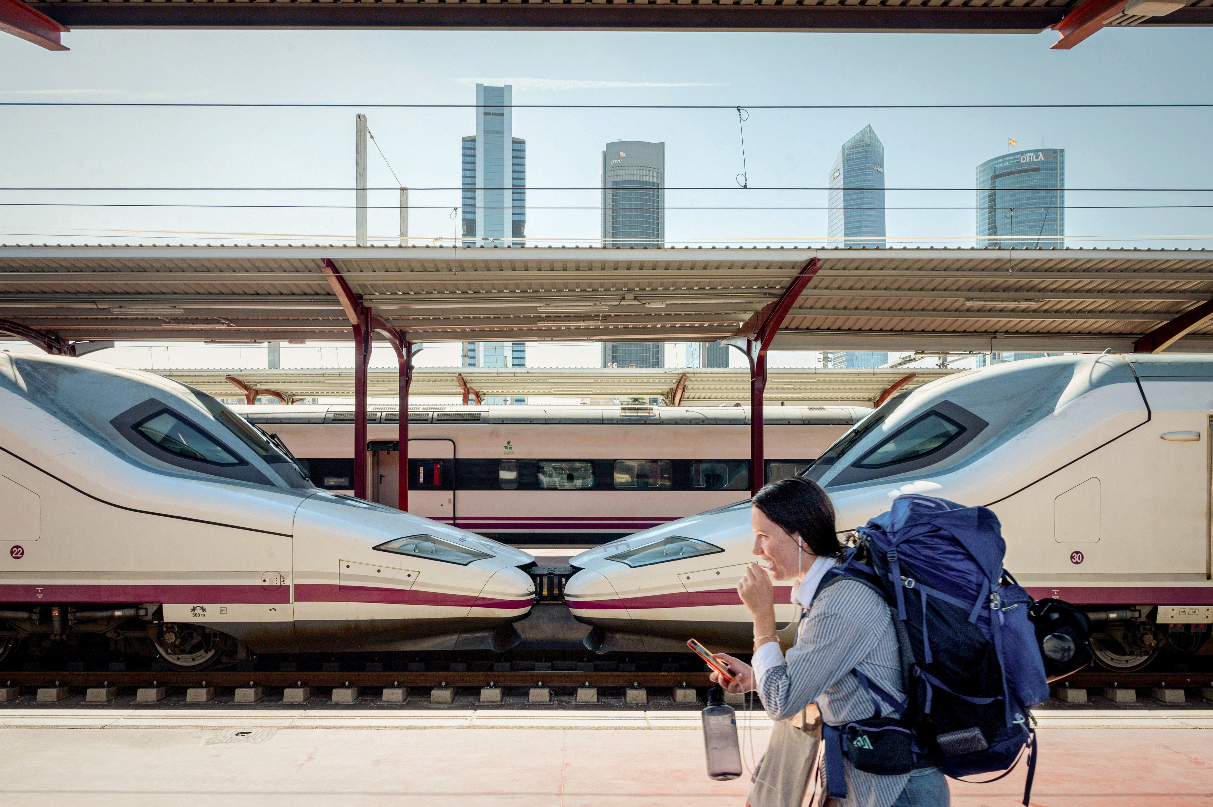 The Madrid Chamartin-Clara Campoamor train station in Spain. Some holidaymakers are opting for rail-based trips, because of rising fuel costs. Photo: Getty Images