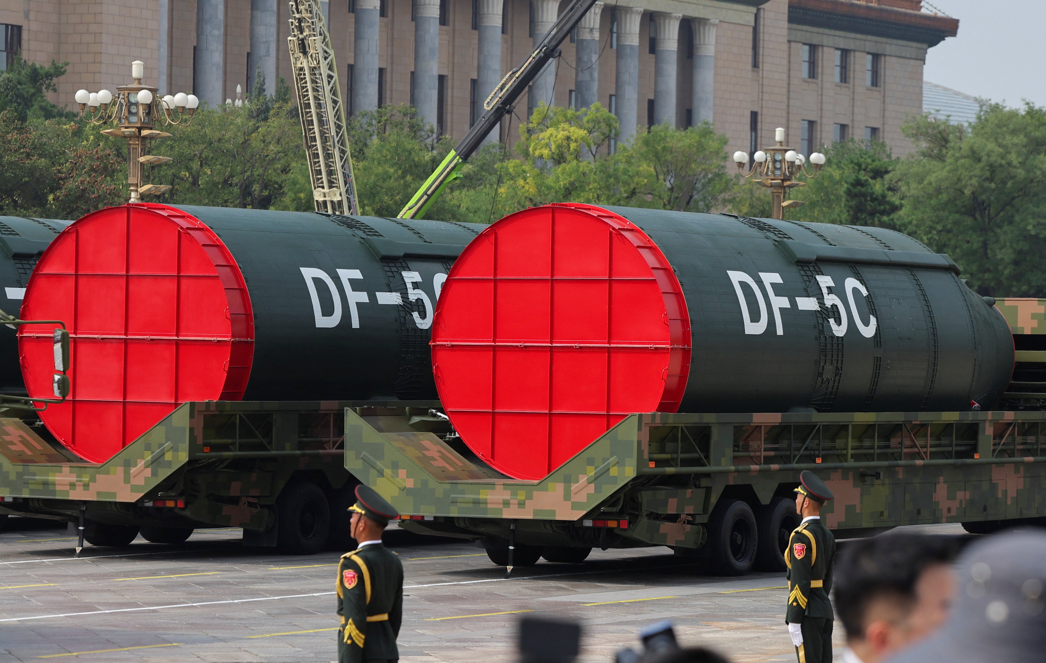 DF-5C nuclear missiles are displayed during a military parade in Beijing in September 2025. Photo: Reuters
