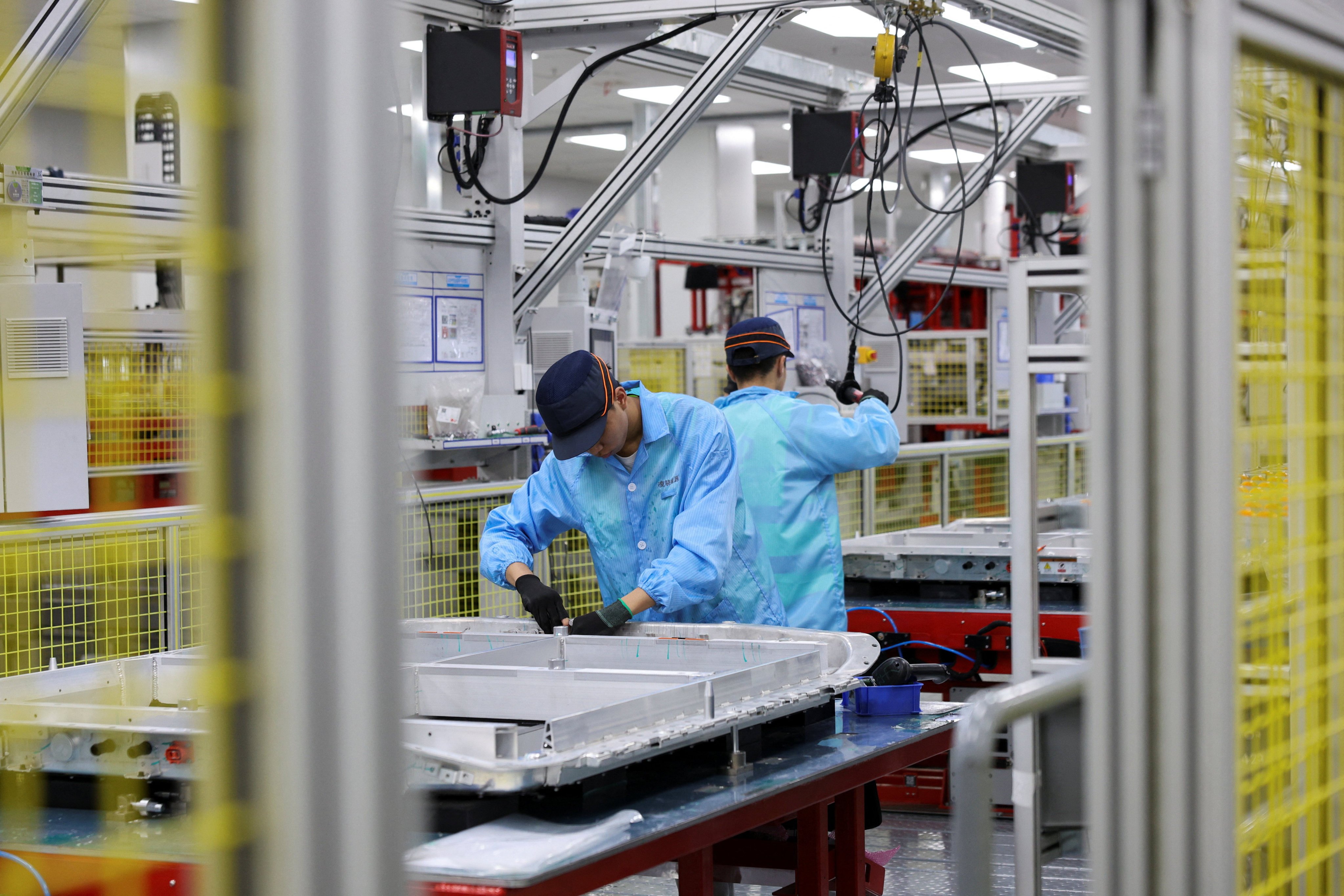 A battery assembly line at Leapenergy, a unit of Leapmotor, in Huzhou, Zhejiang province. Photo: Reuters