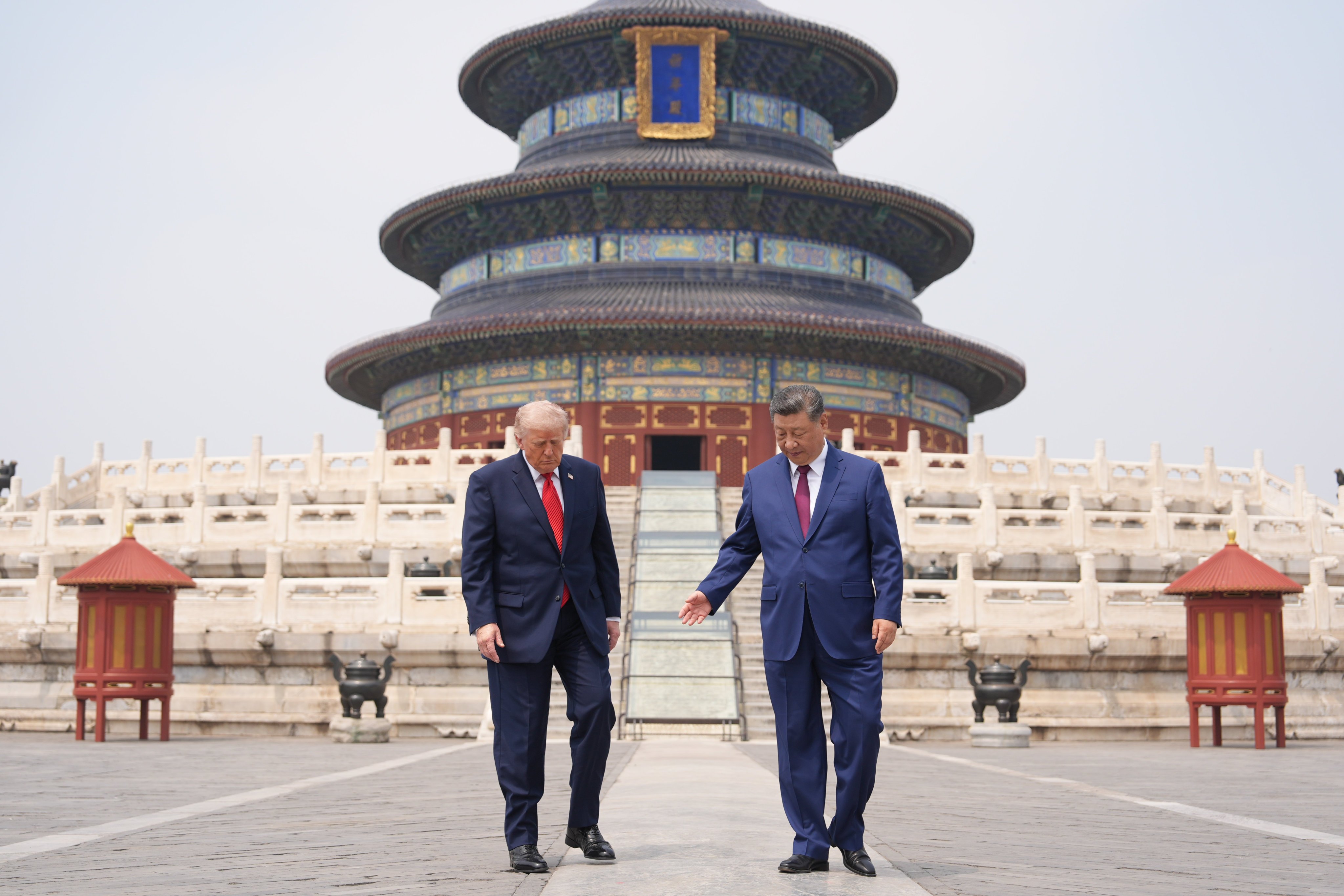 Xi and Trump at the Temple of Heaven. Photo: AP