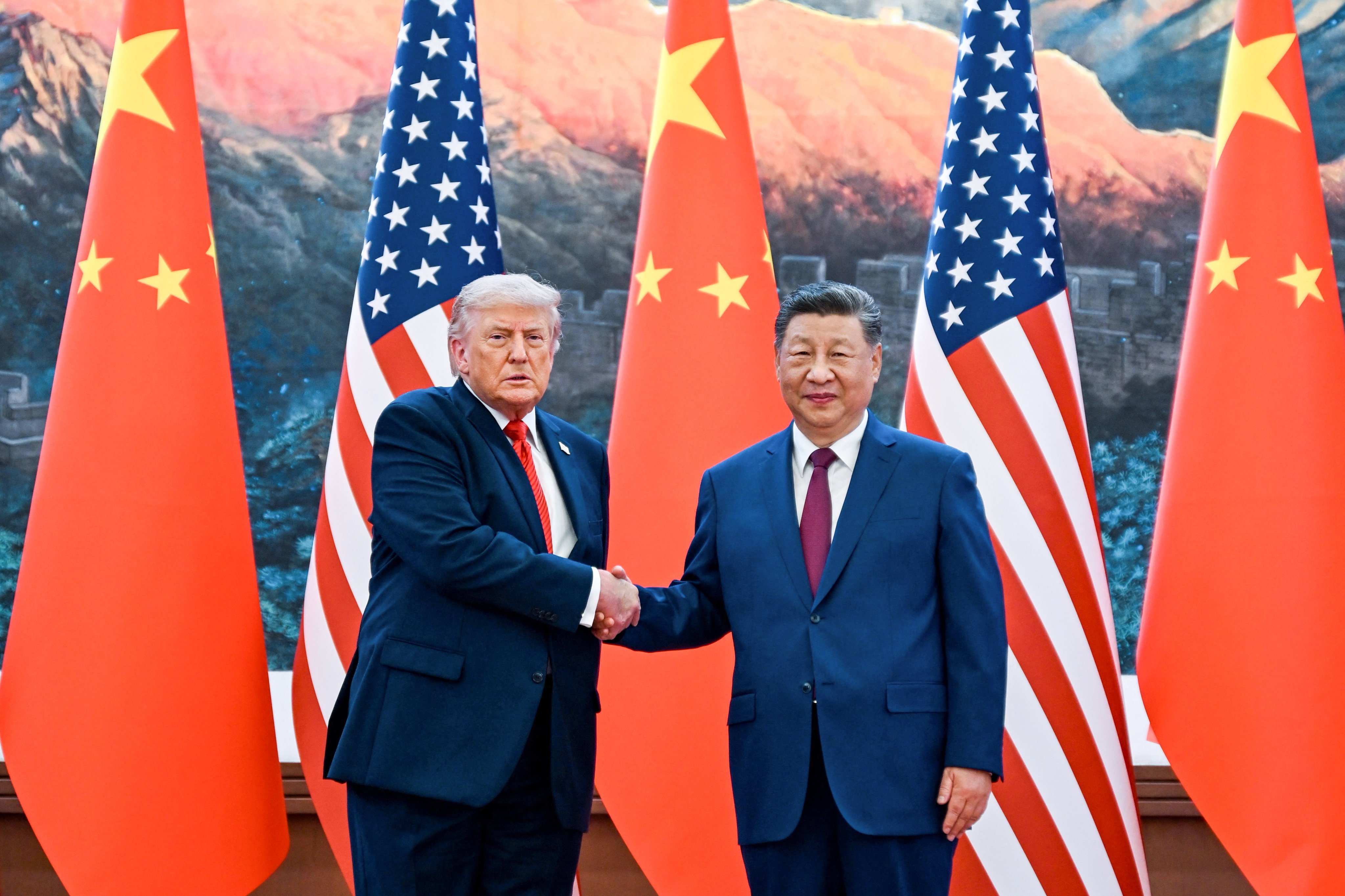 Chinese President Xi Jinping and US President Donald Trump at the Great Hall of the People. Photo: Reuters