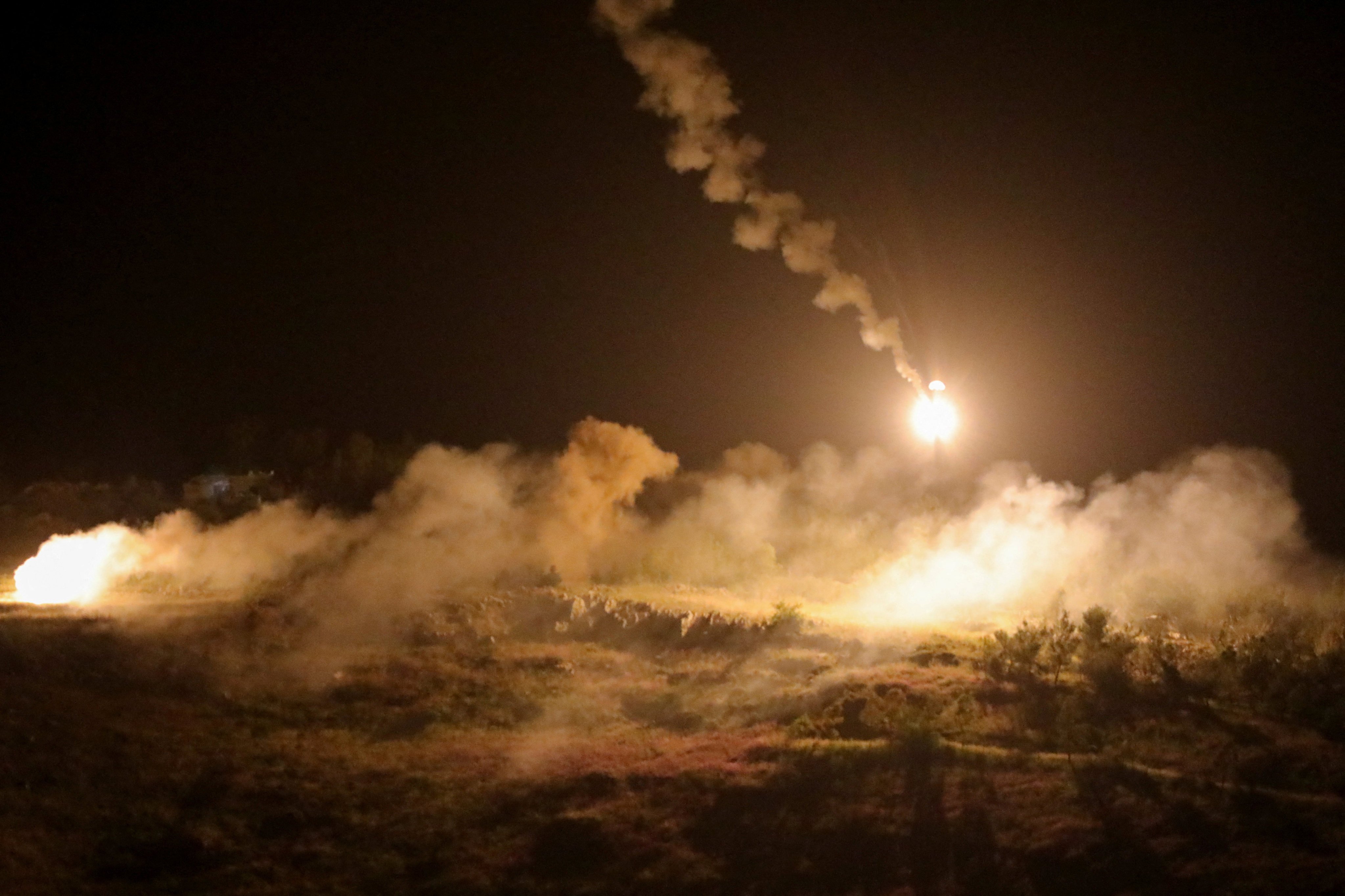 Flares fired by Israeli forces in Arnoun, as seen from Marjayoun, Lebanon, on Thursday. Photo: Reuters