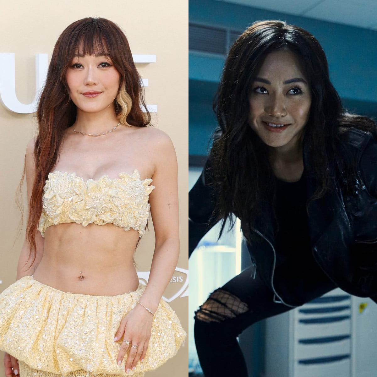 Karen Fukuhara plays Kimiko Miyashiro, aka The Female, in Amazon Prime Video’s The Boys. Photos: Getty Images via AFP; IMDB