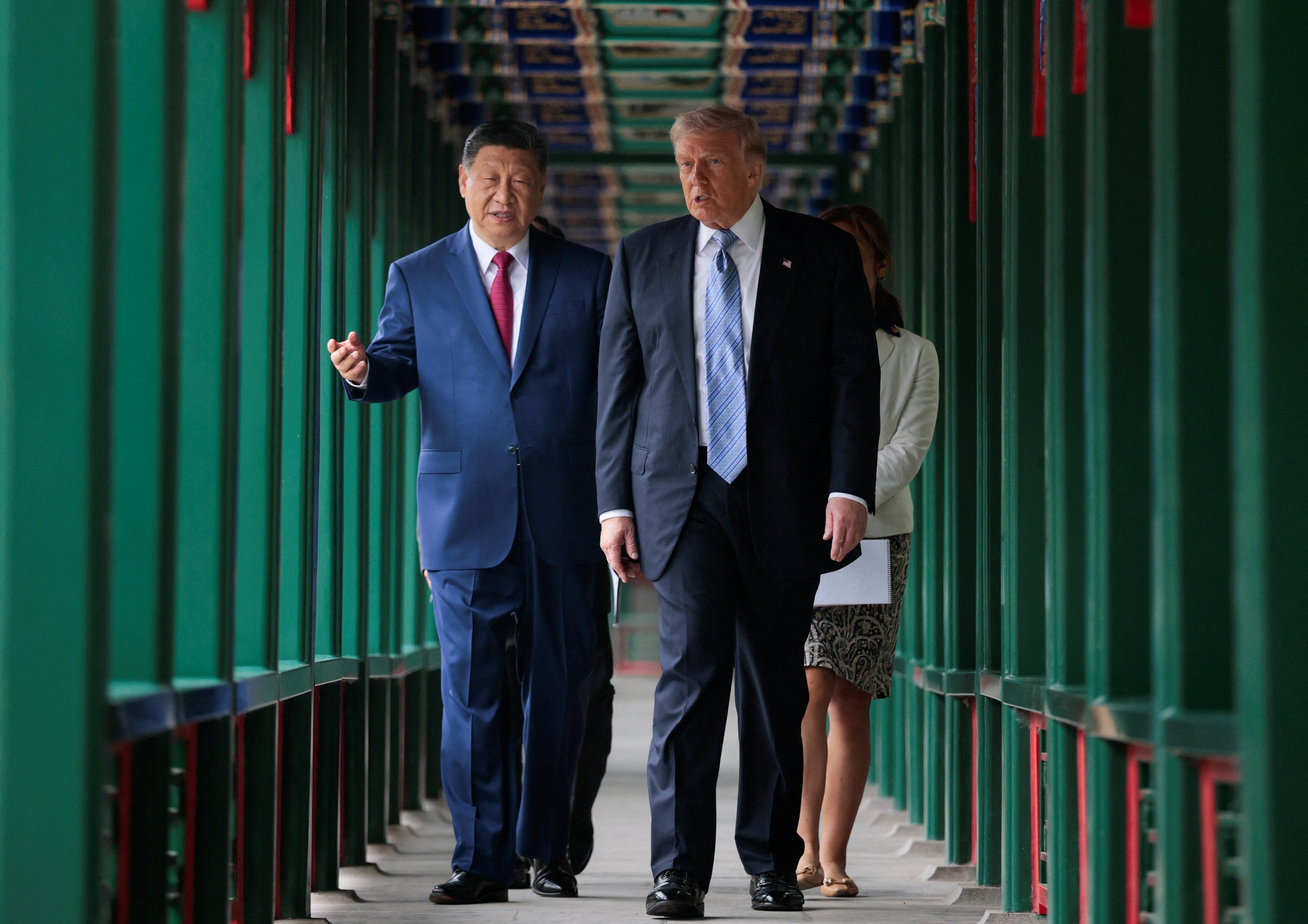 Chinese President Xi Jinping and US President Donald Trump at Zhongnanhai Garden. Photo: Reuters