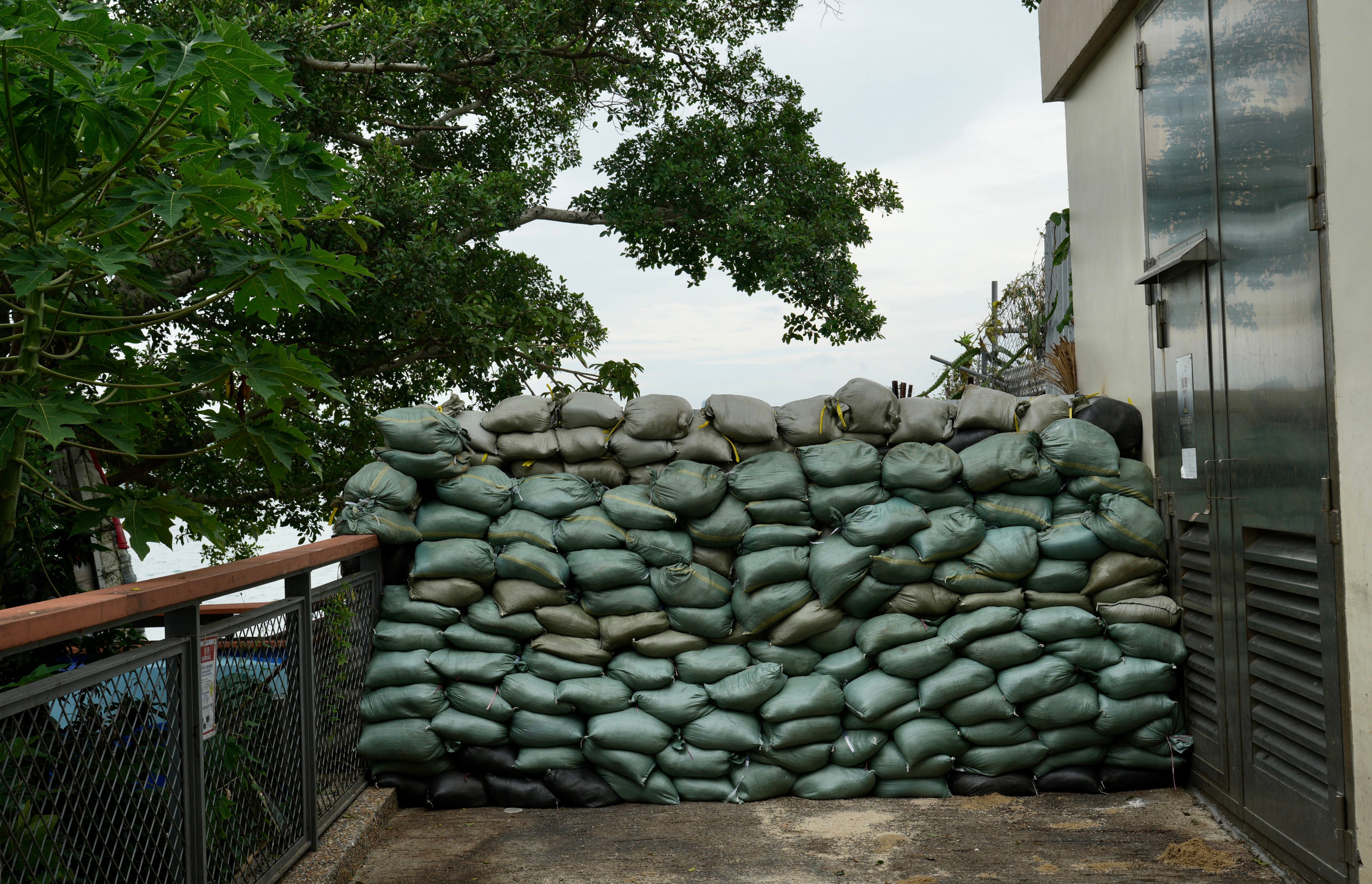 Sandbags at flood-prone Lei Yue Mun ahead of Super Typhoon Ragasa’s approach on September 23. The city has 50,000 sandbags ready this year. Photo: Sam Tsang