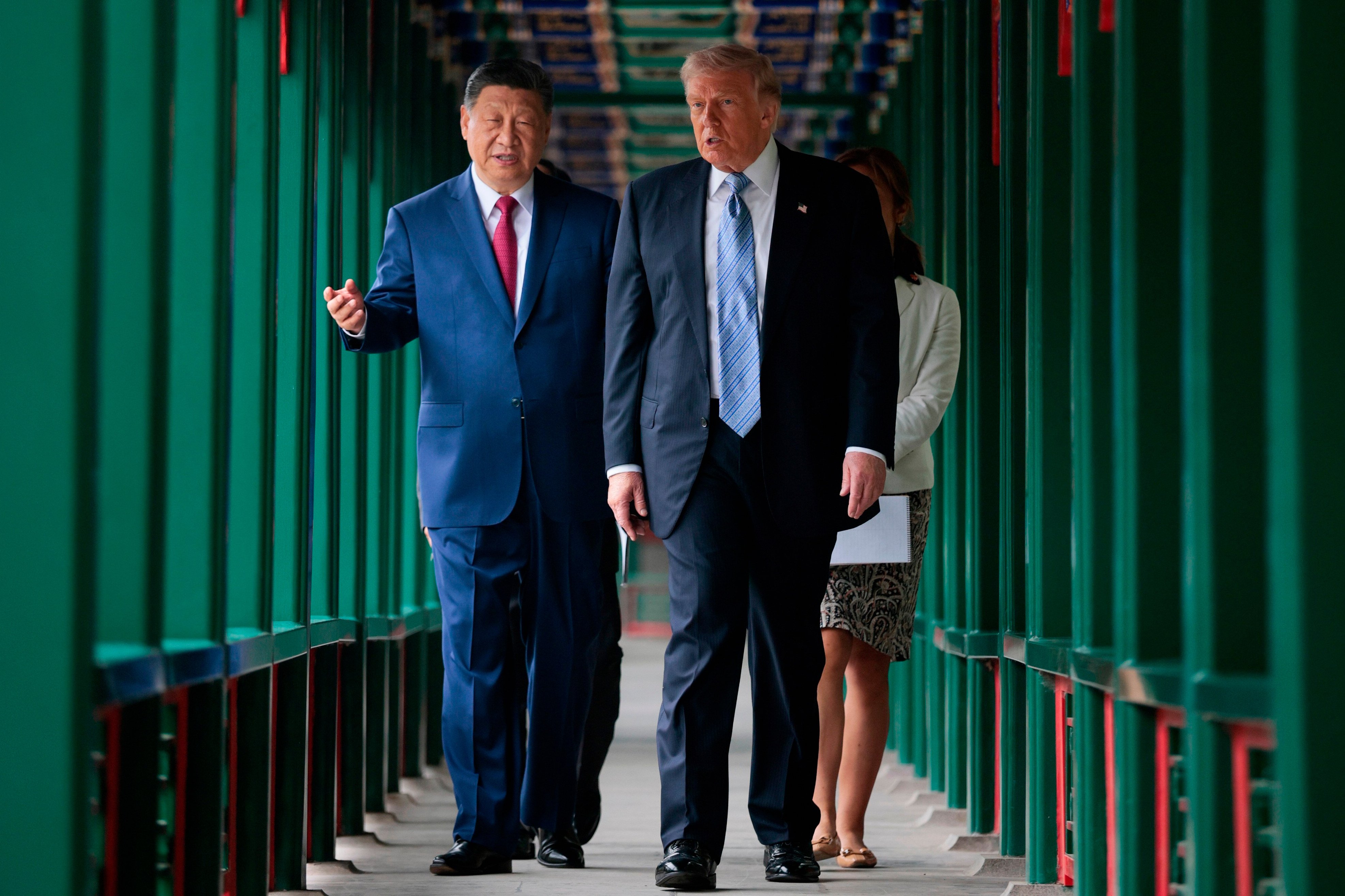 US President Donald Trump on a walk through Zhongnanhai Garden with Chinese President Xi Jinping in Beijing, China, on May 15, 2026. Photo: AP