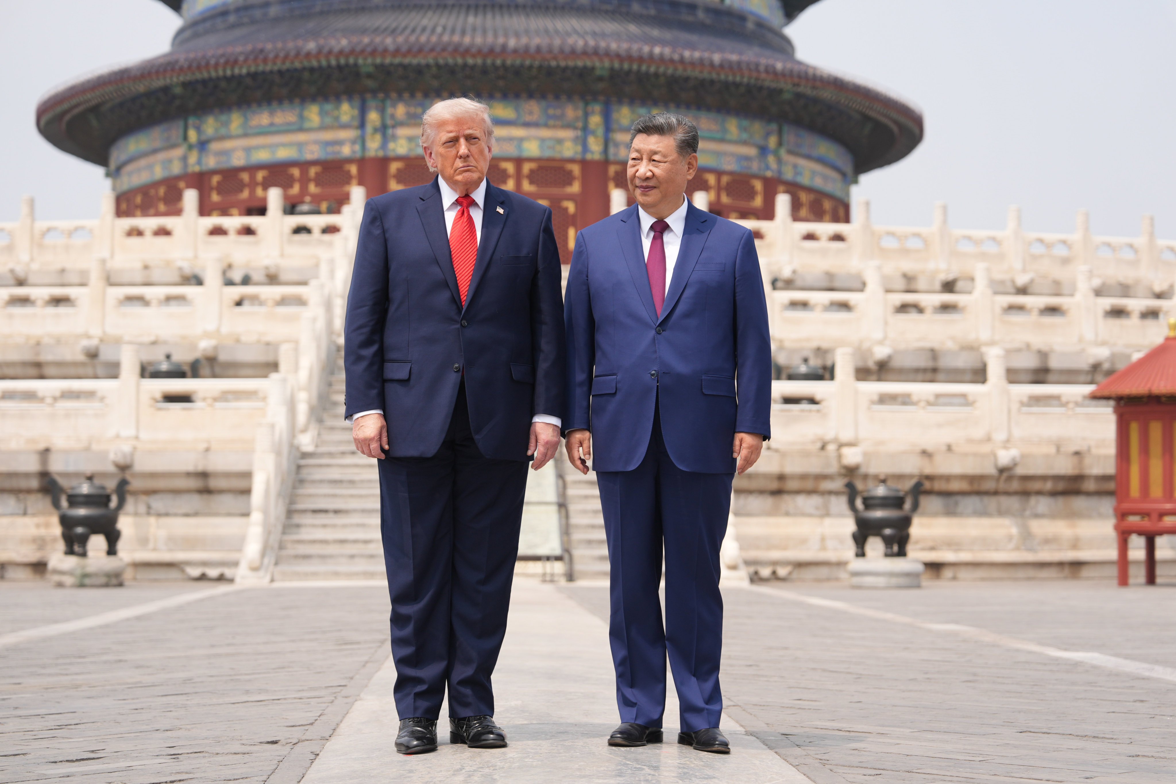 US President Donald Trump and Chinese President Xi Jinping at the Temple of Heaven on Thursday. Photo: AP
