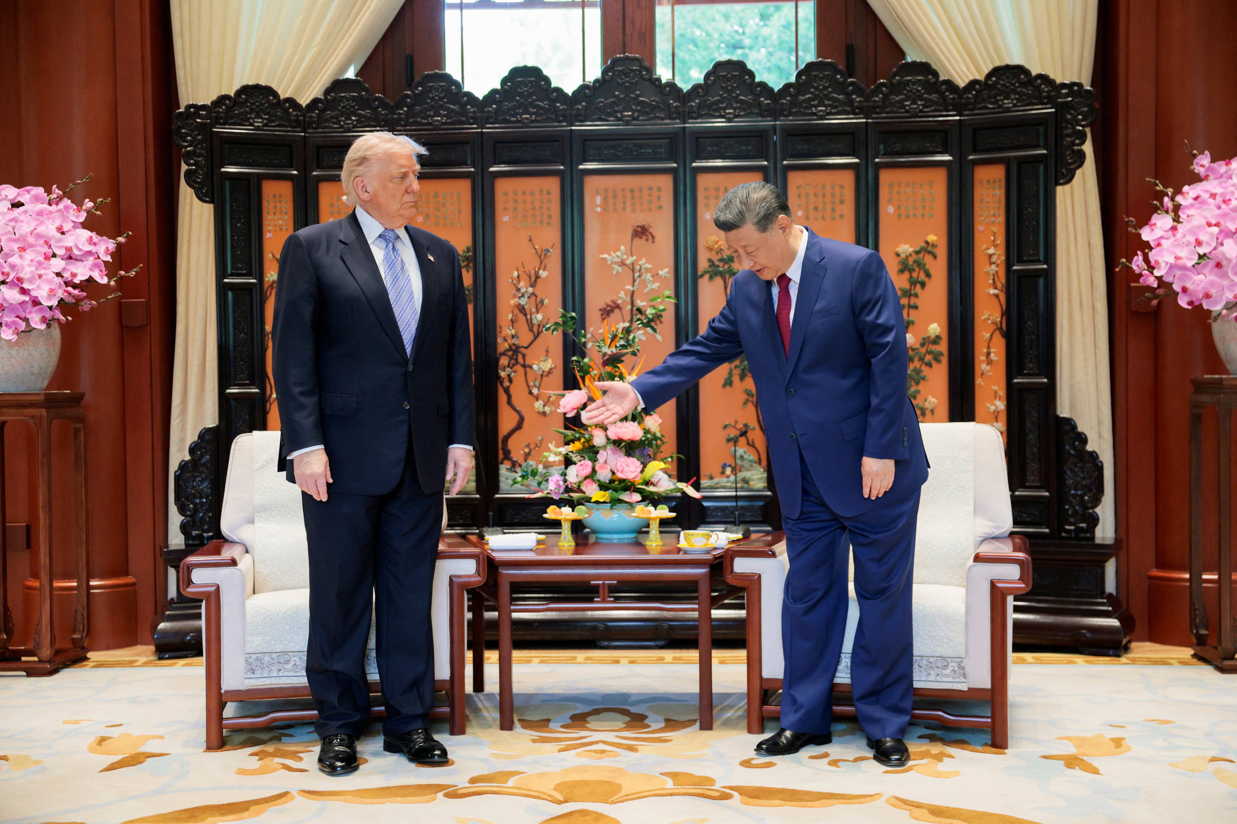 Chinese President Xi Jinping with US President Donald Trump on the sidelines of their visit to the  Zhongnanhai Garden in Beijing. Photo: Reuters