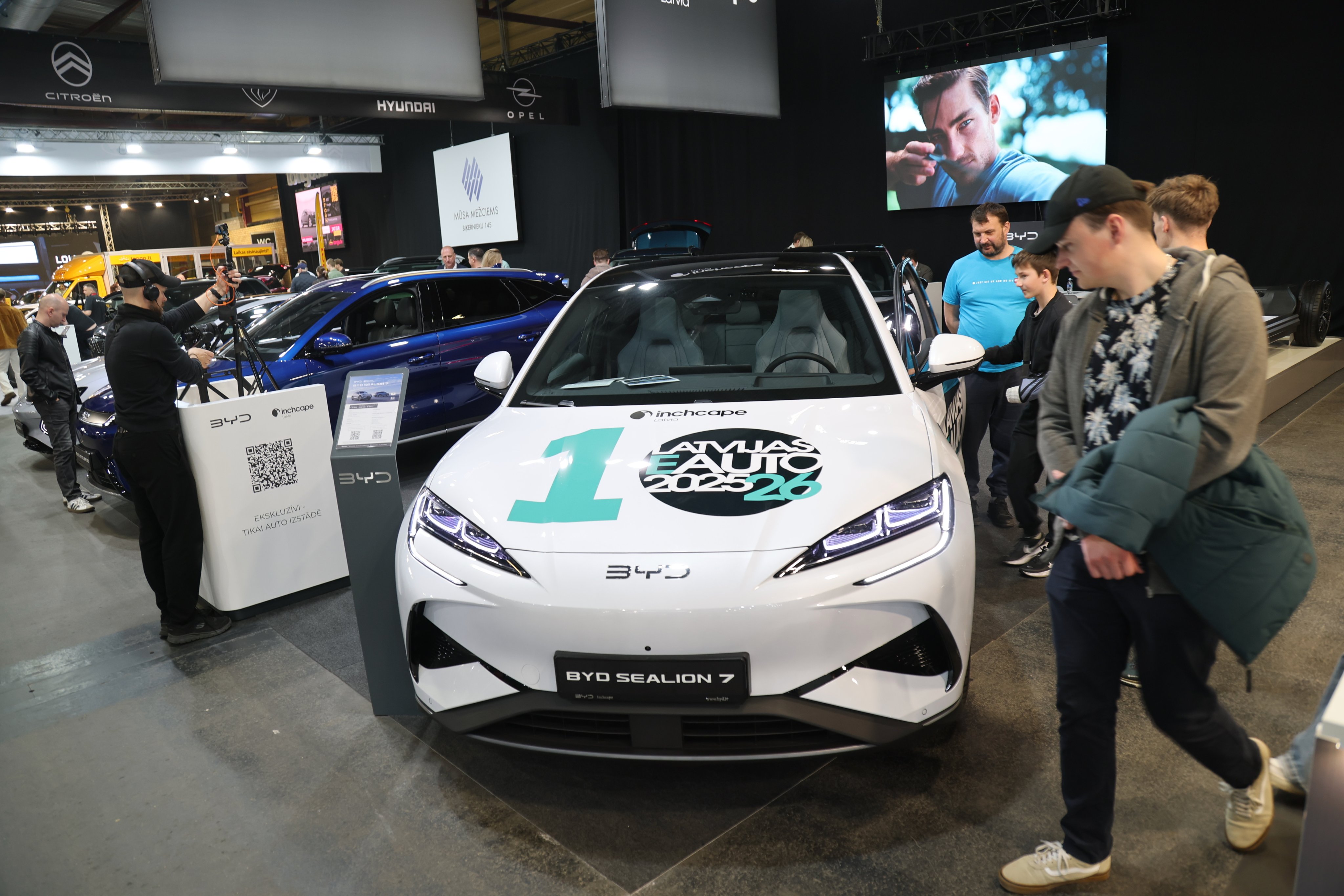 A BYD Sealion 7 on display at the Baltic Motor Show in Riga, Latvia, on April 24. Photo: EPA