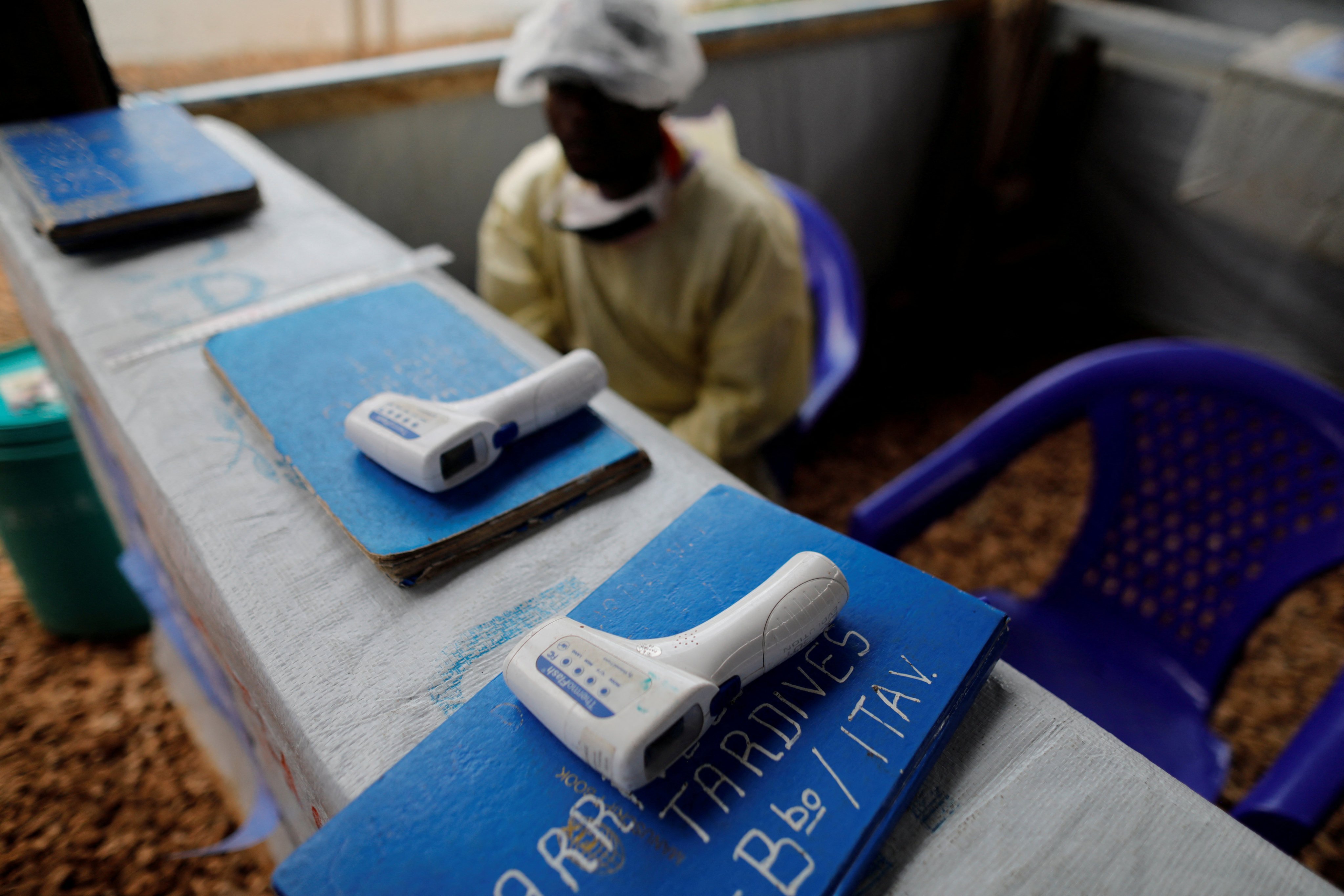 Thermometers pictured at the entrance of an Ebola Treatment Centre in the Eastern Congolese town of Butembo in the Democratic Republic of Congo, in 2019. Photo: Reuters