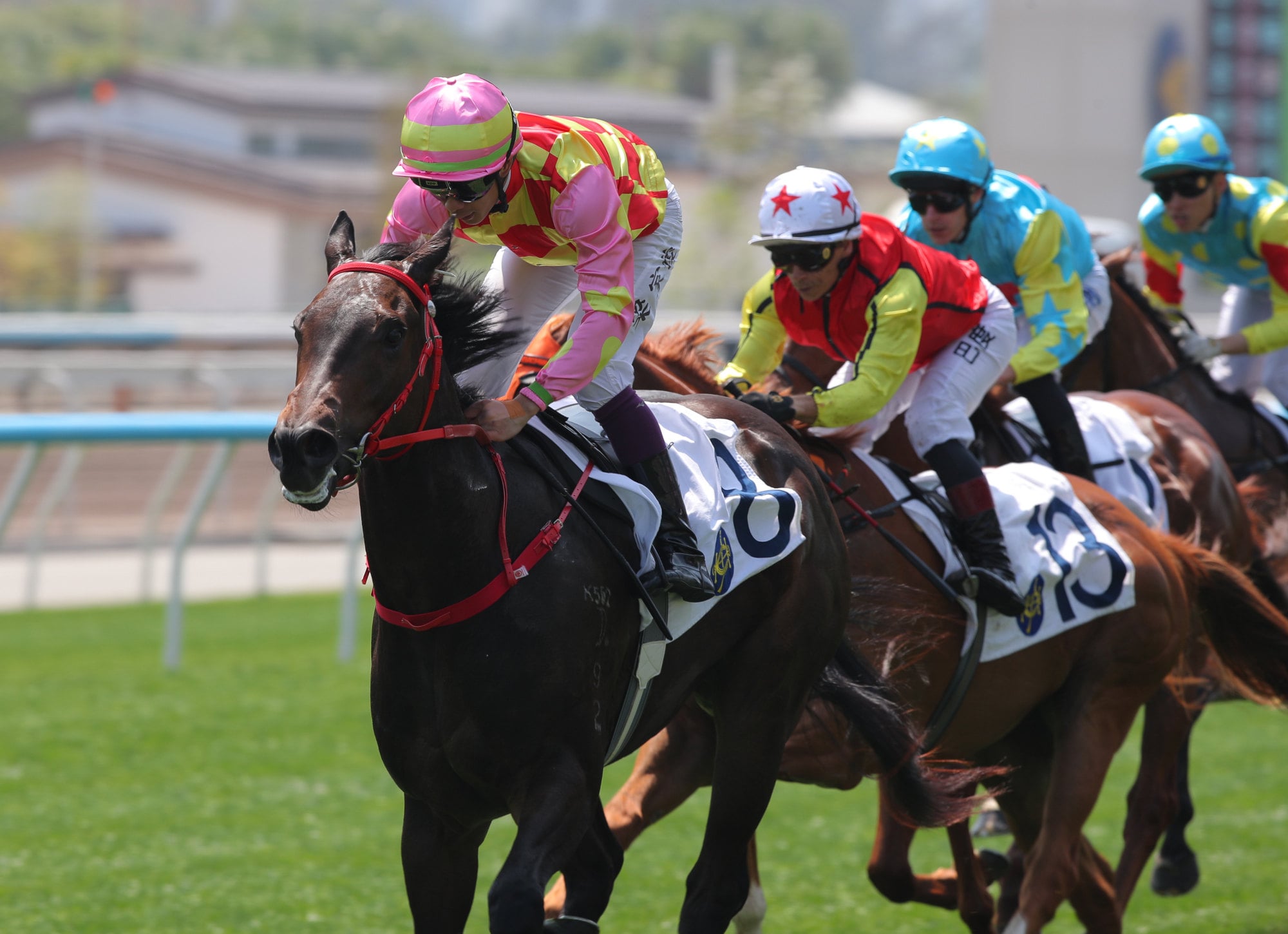 Run Run Sunrise, ridden by Derek Leung Ka-chun, scores at Sha Tin.