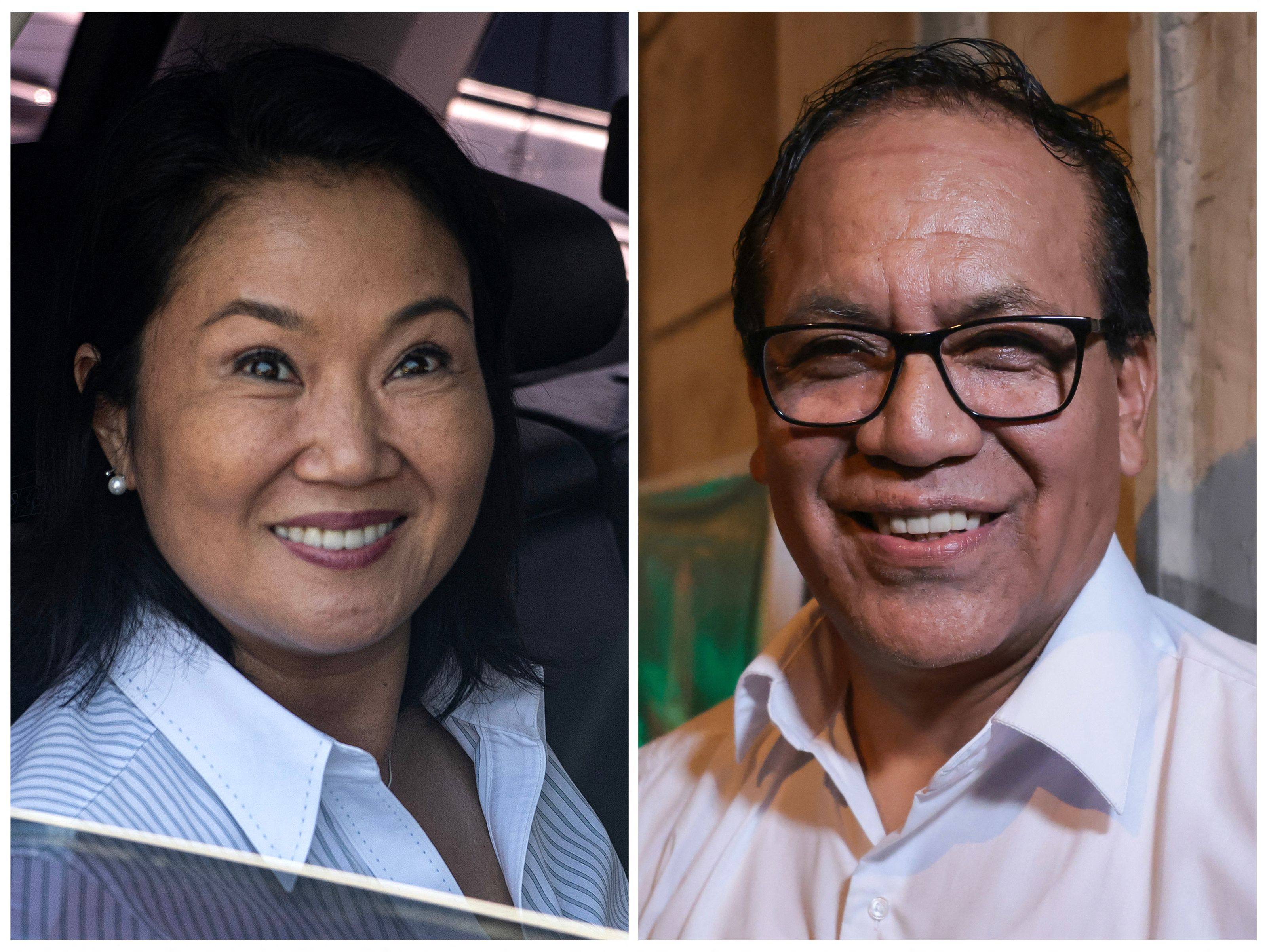 Candidates Keiko Fujimori and Roberto Sanchez have emerged from a crowded field of presidential hopefuls in Peru. Photos: AFP