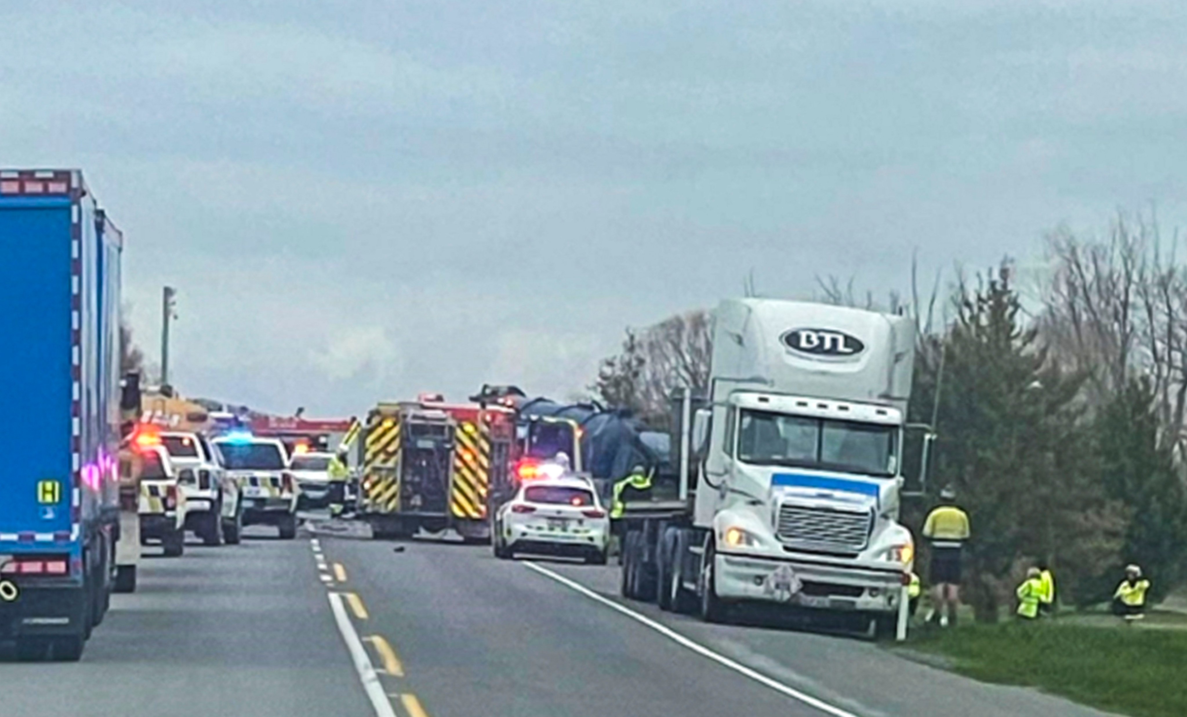 The traffic accident occurred on a highway on the South Island on Friday. Photo: Handout