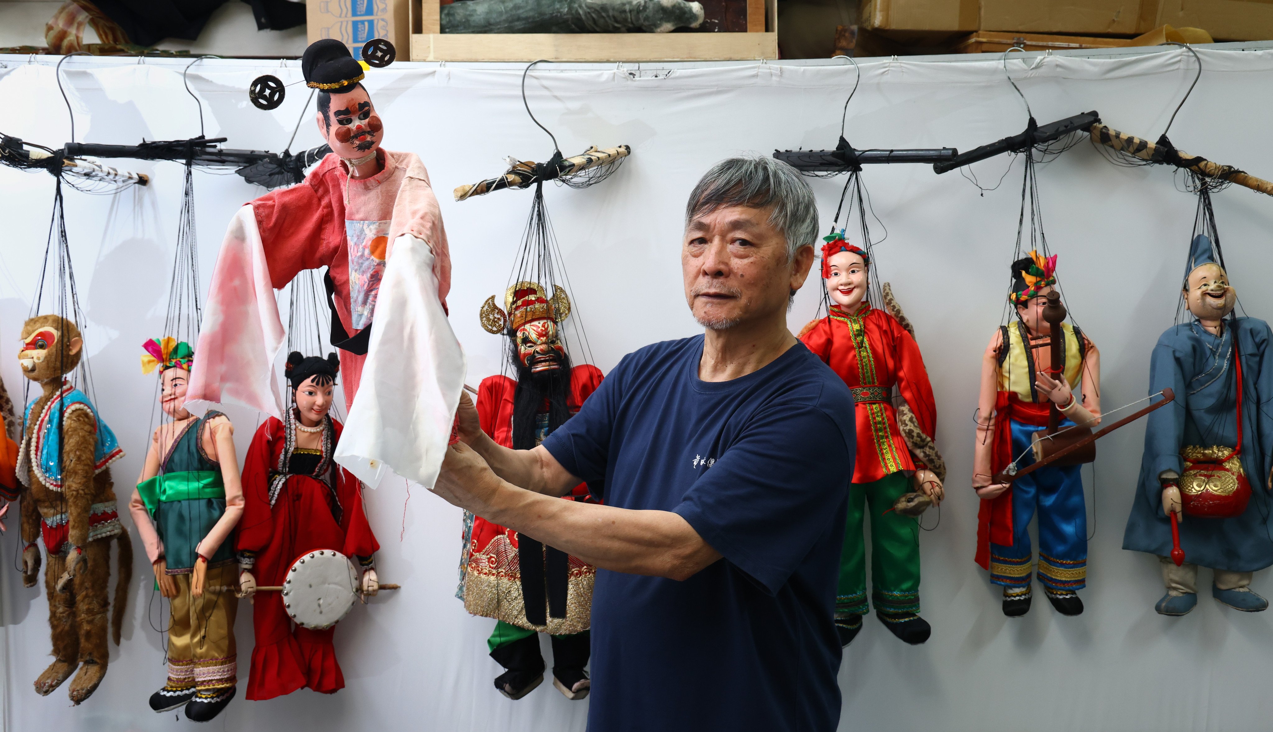 Master Wong Fai's puppets are categorised into rod, string, glove, shadow, and hand puppets. Photo: Dickson Lee