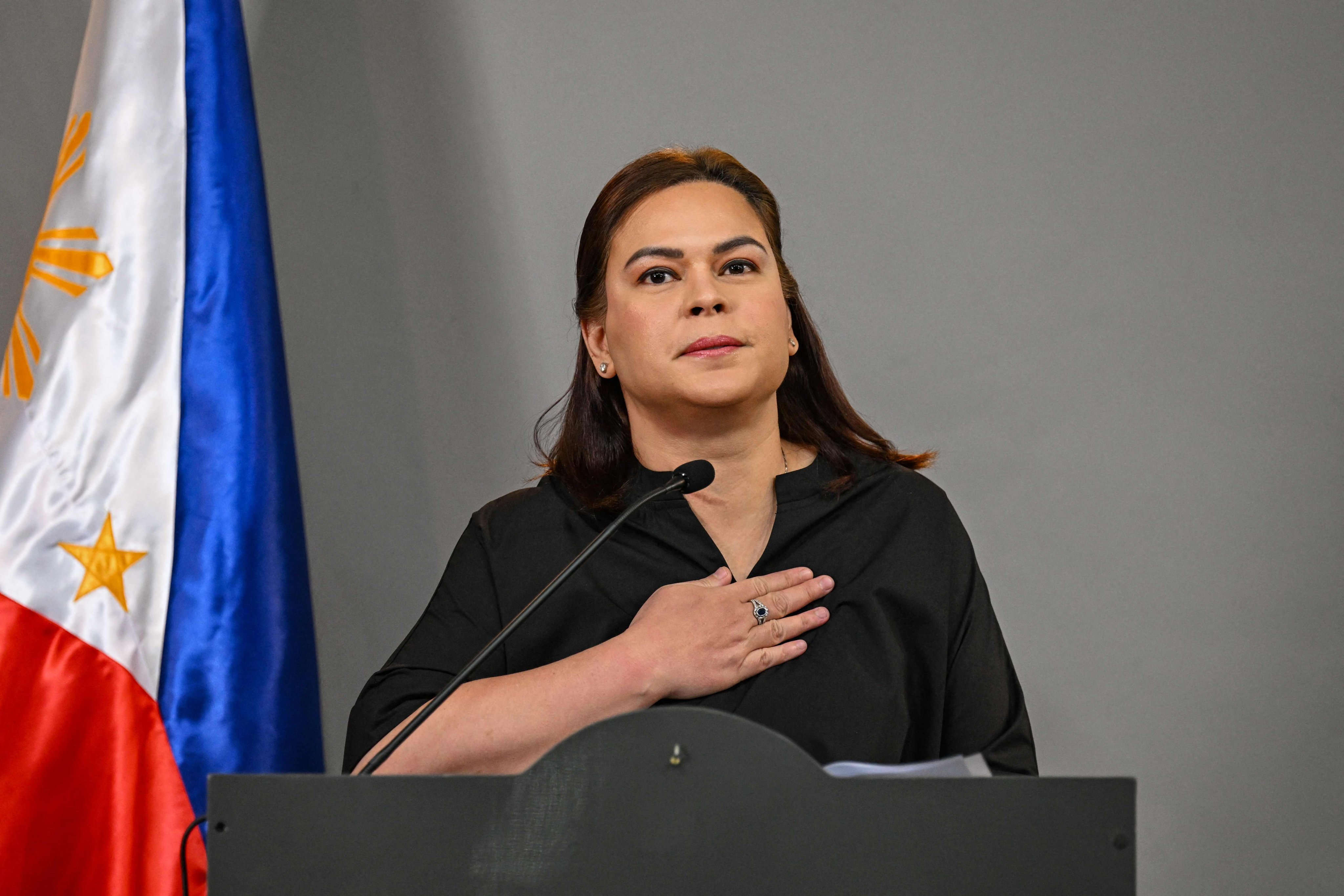 Philippine Vice-President Sara Duterte-Carpio announces her intention to run for presidency on February 18. Photo: AFP