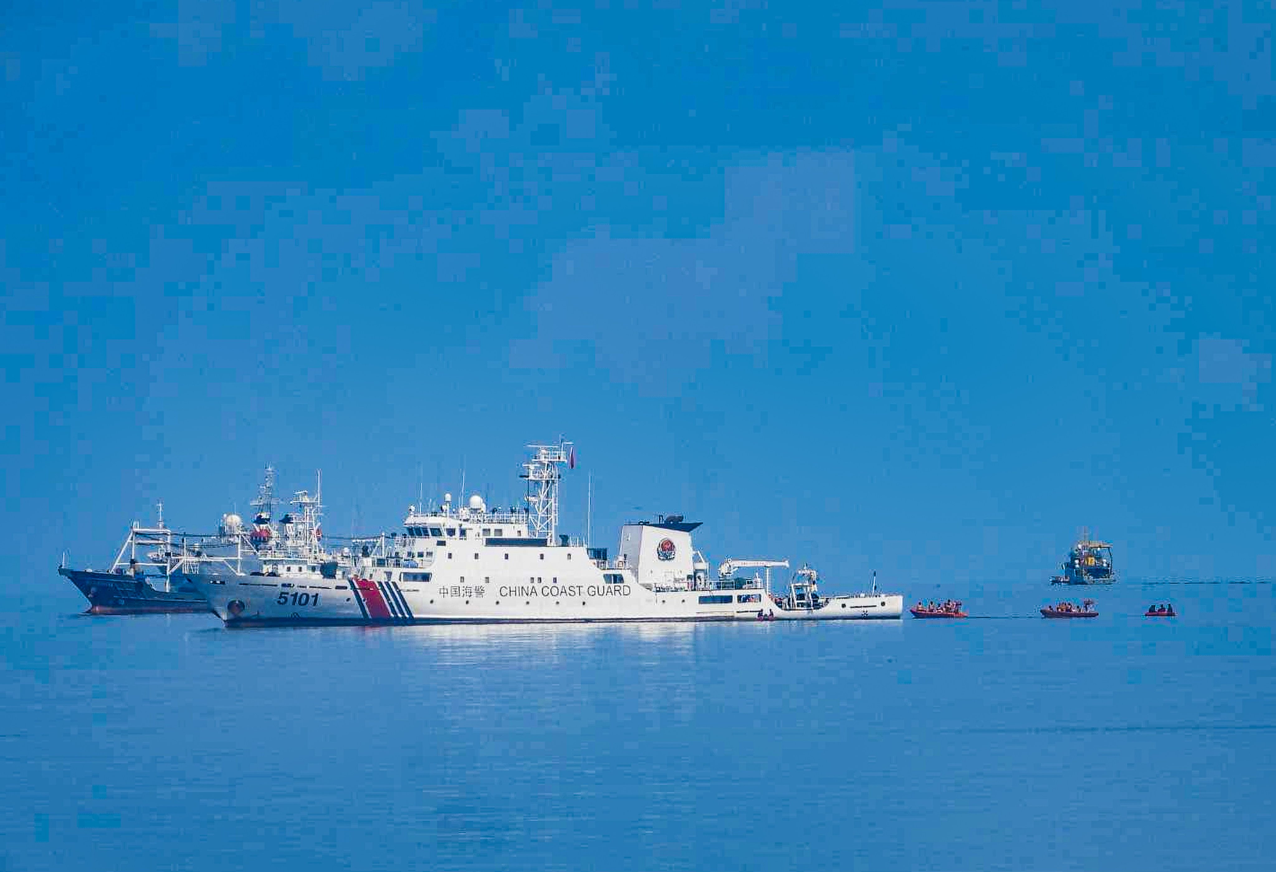 The Philippine coastguard said it had spotted a reseach vessel accompanied by two coastguard ships. Photo: X/ jaytaryela