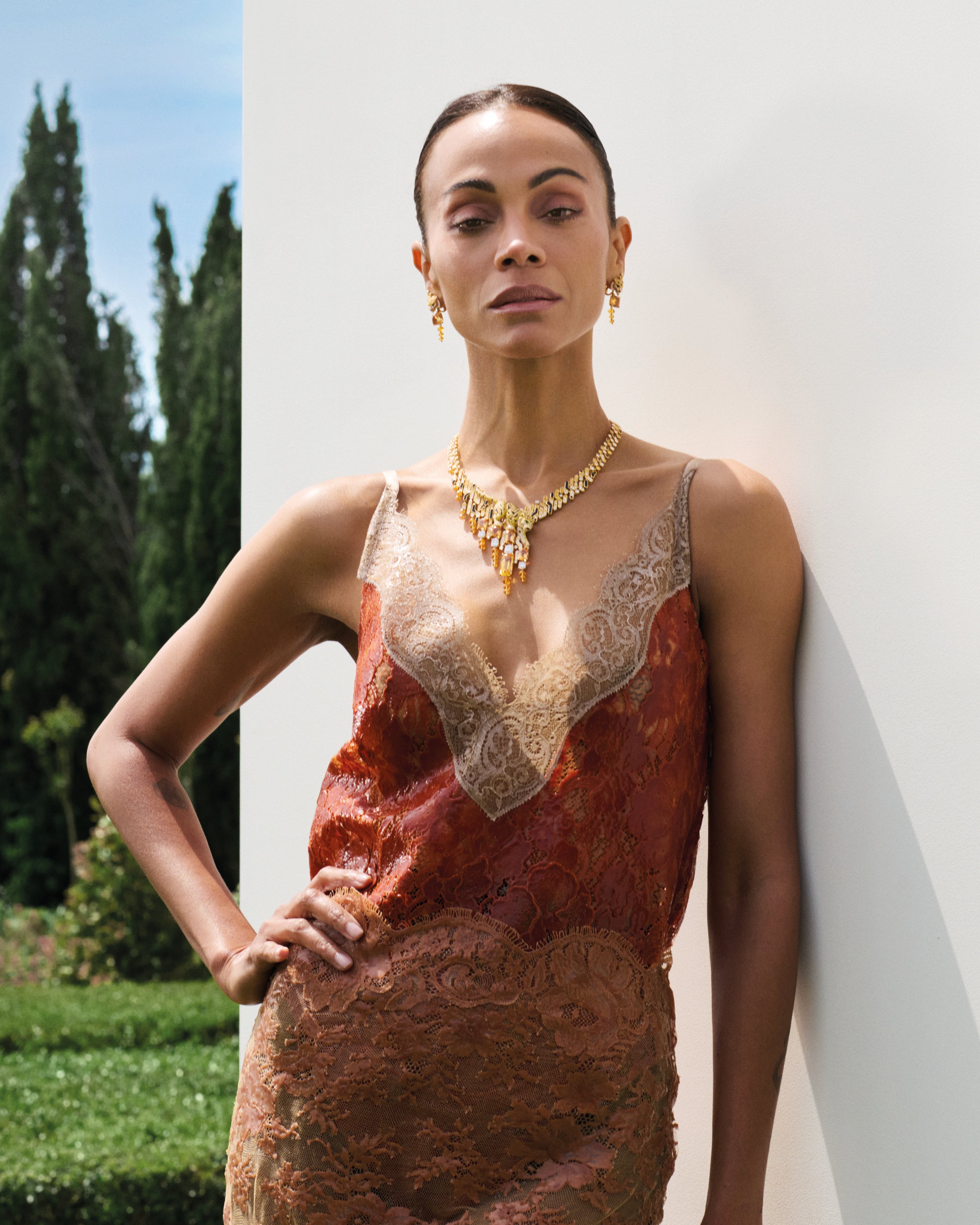 Zoe Saldaña at the launch of Cartier’s Le Chœur des Pierres high jewellery collection in Saint-Tropez. Photo: Handout