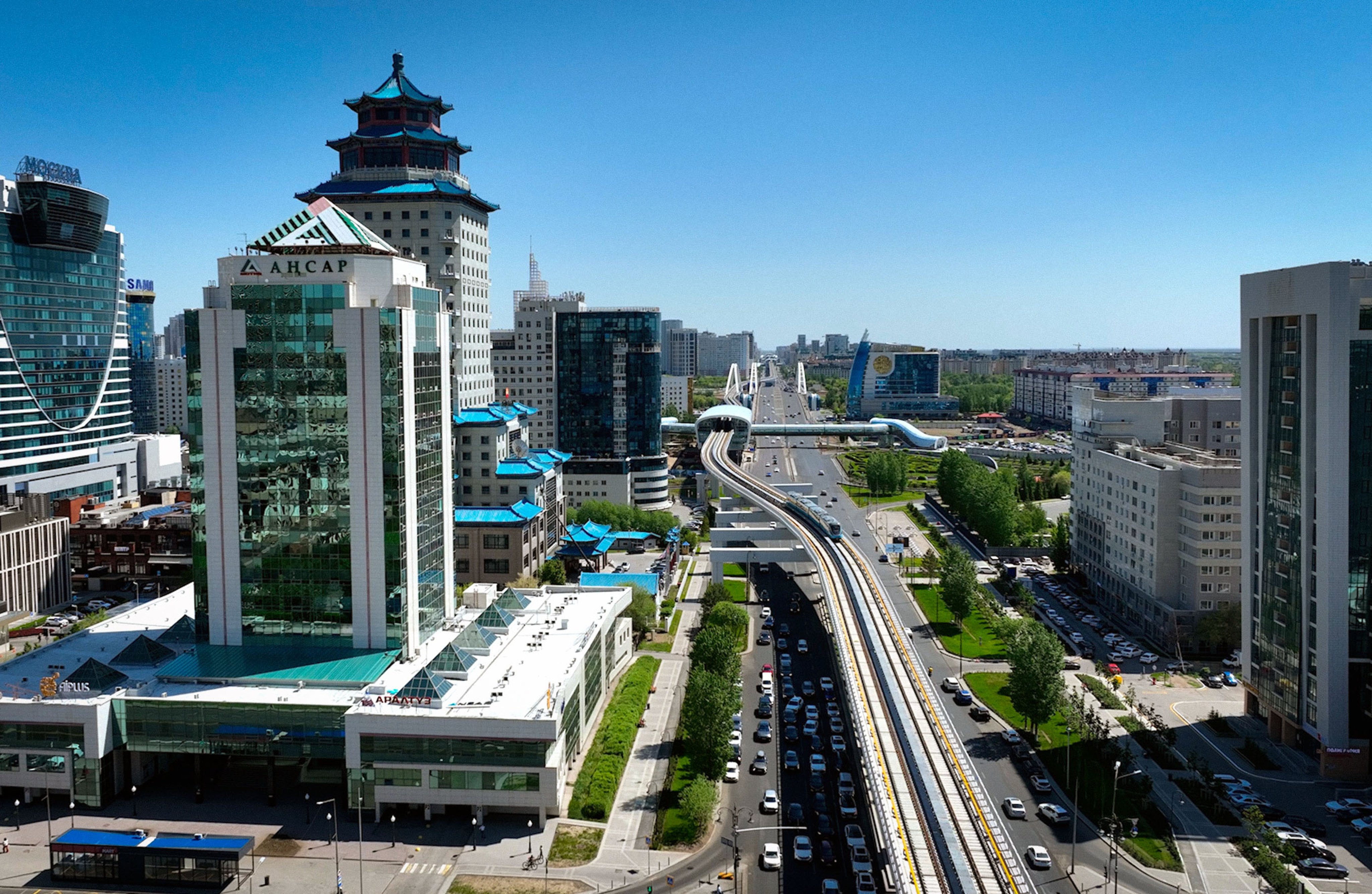 A light rail train on the first day of operations in Astana, Kazakhstan, in mid-May. Photo: Handout