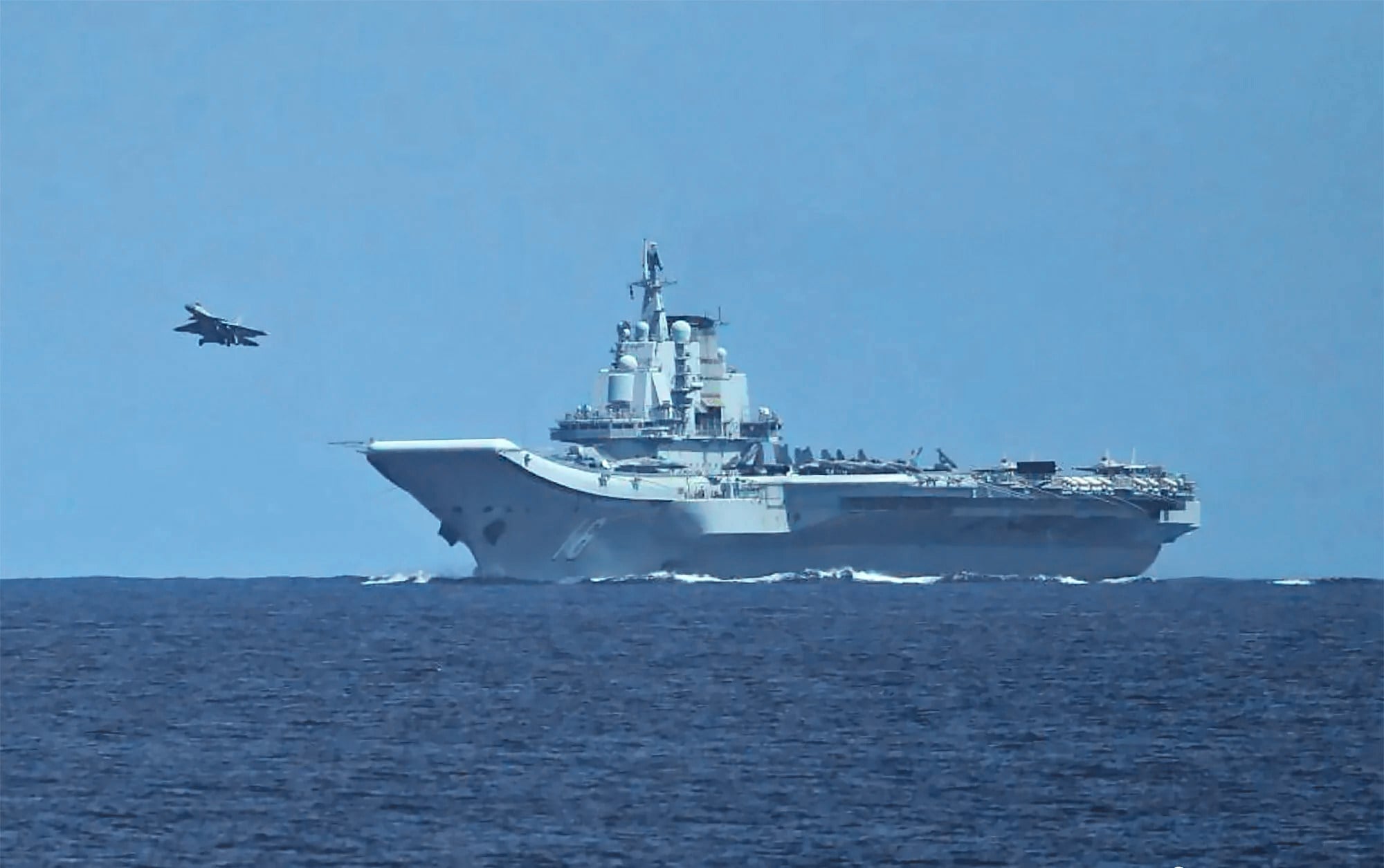 A fighter jet takes off from the Liaoning, China’s first aircraft carrier to sail beyond the second island chain. Photo: Japan Ministry of Defence