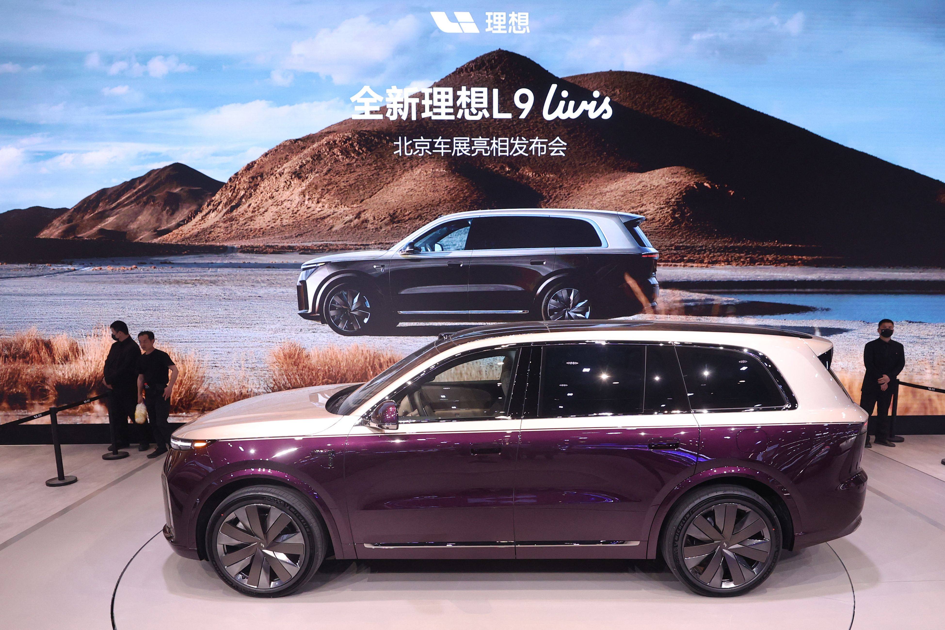 A Li Auto L9 is displayed at the auto show in Beijing on April 24. Photo: AFP