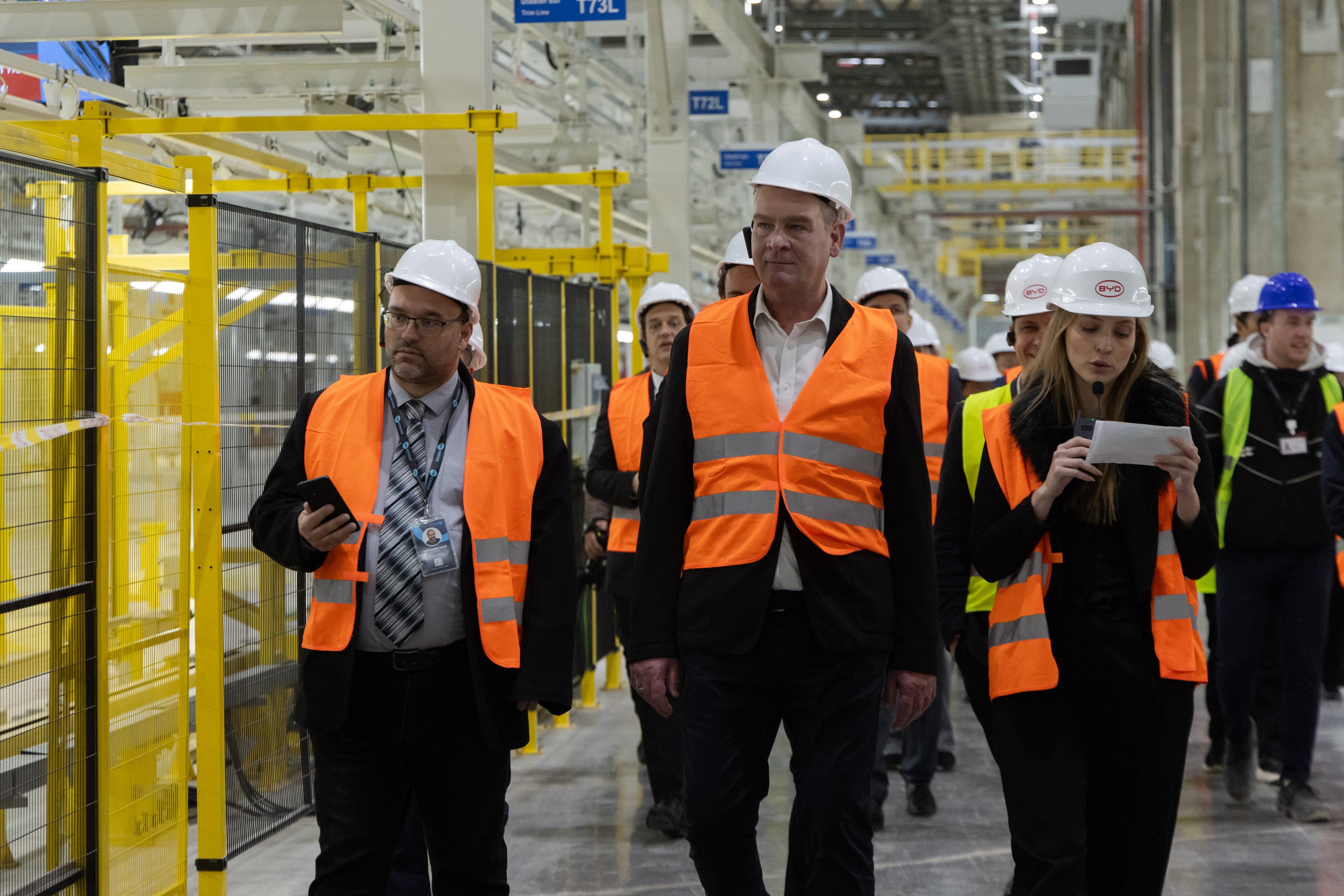 The mayor of Szeged,, Laszlo Botka, visits the BYD factory being built in the Hungarian city on April 21. Photo: Xinhua