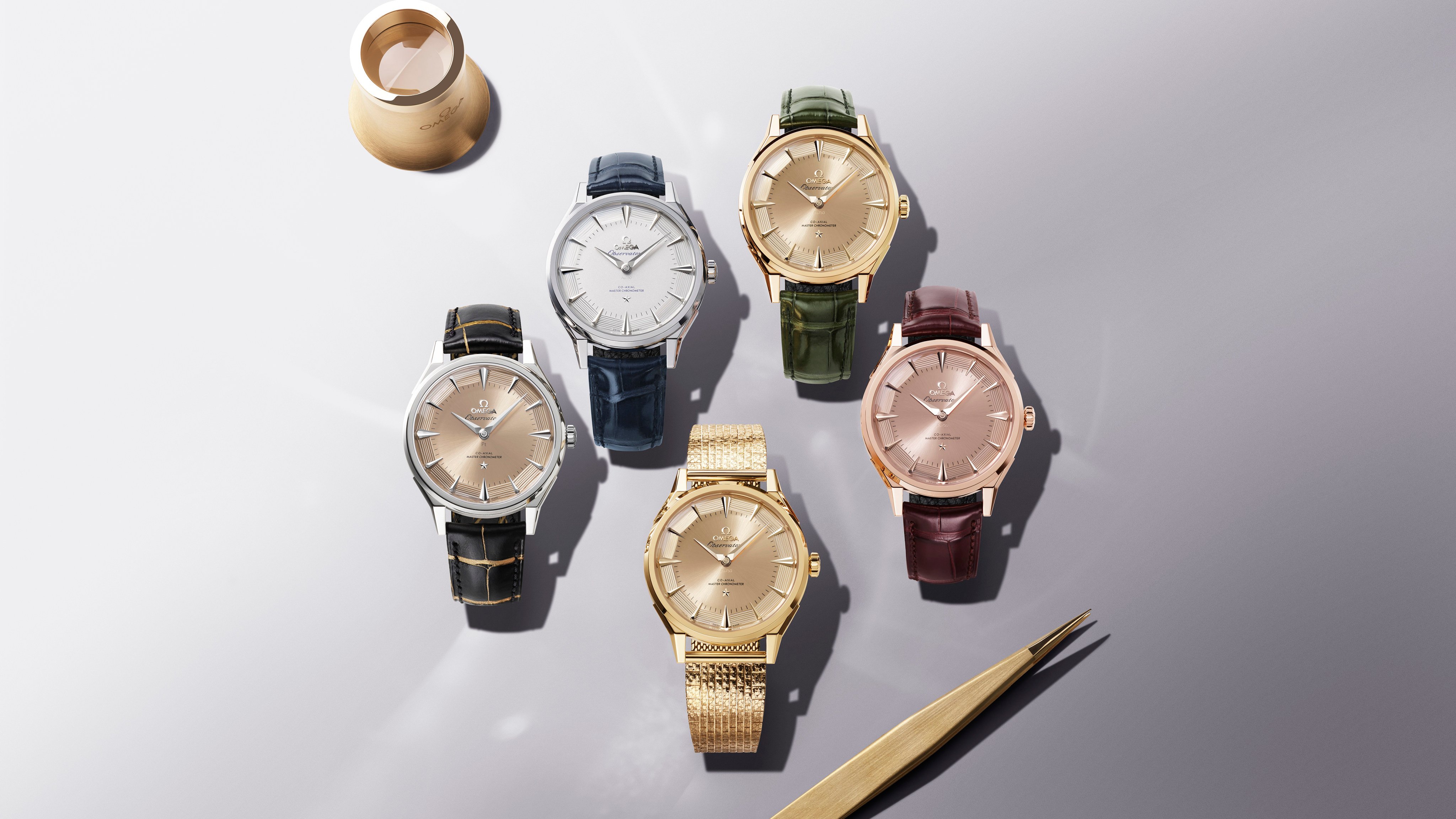 The five new versions of the Omega Constellation Observatory collection. Photo: Handout