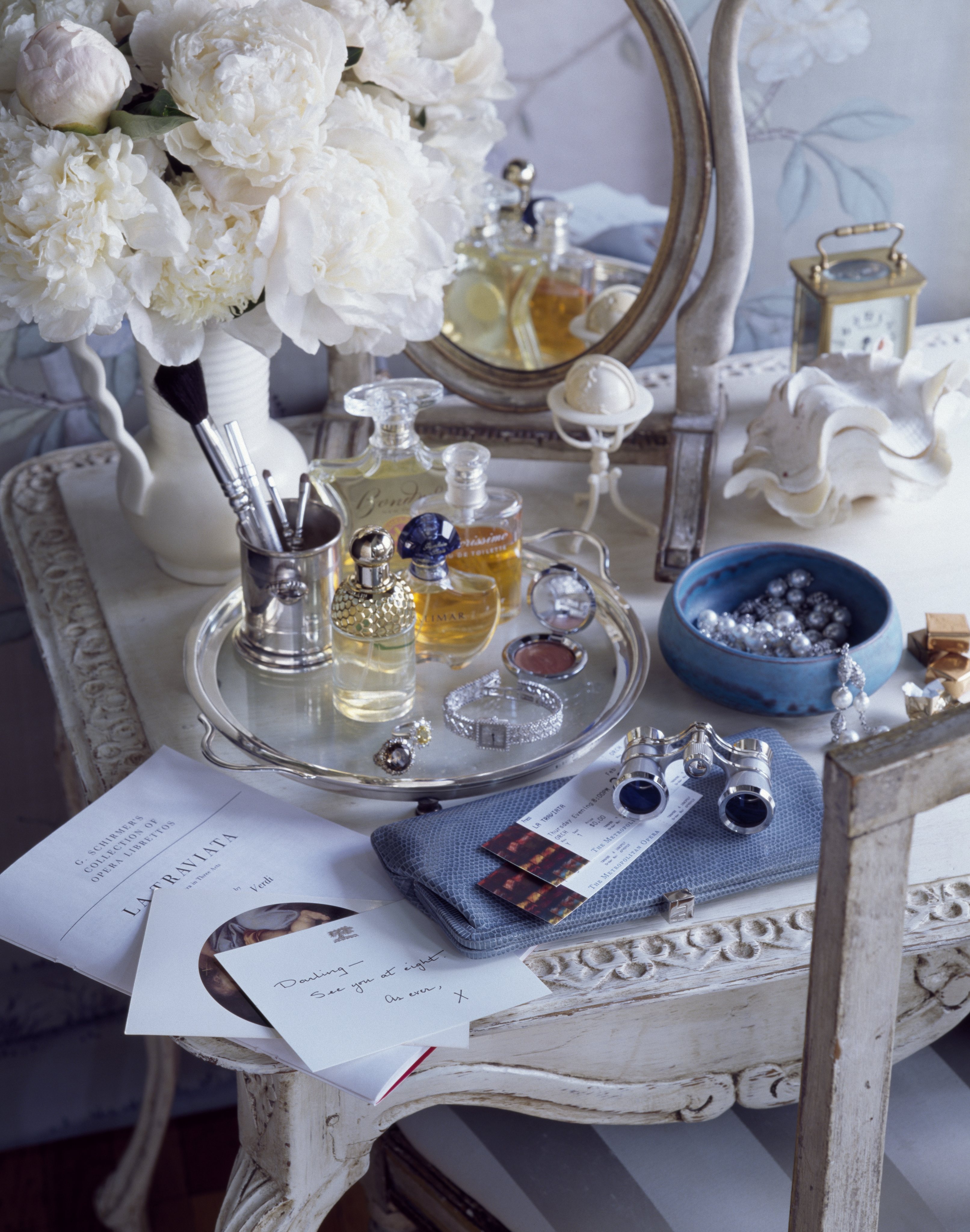 Bedside tables are getting crowded as more beauty products move out of the bathroom to be within easy reach before sleep. Photo: Trunk Archive