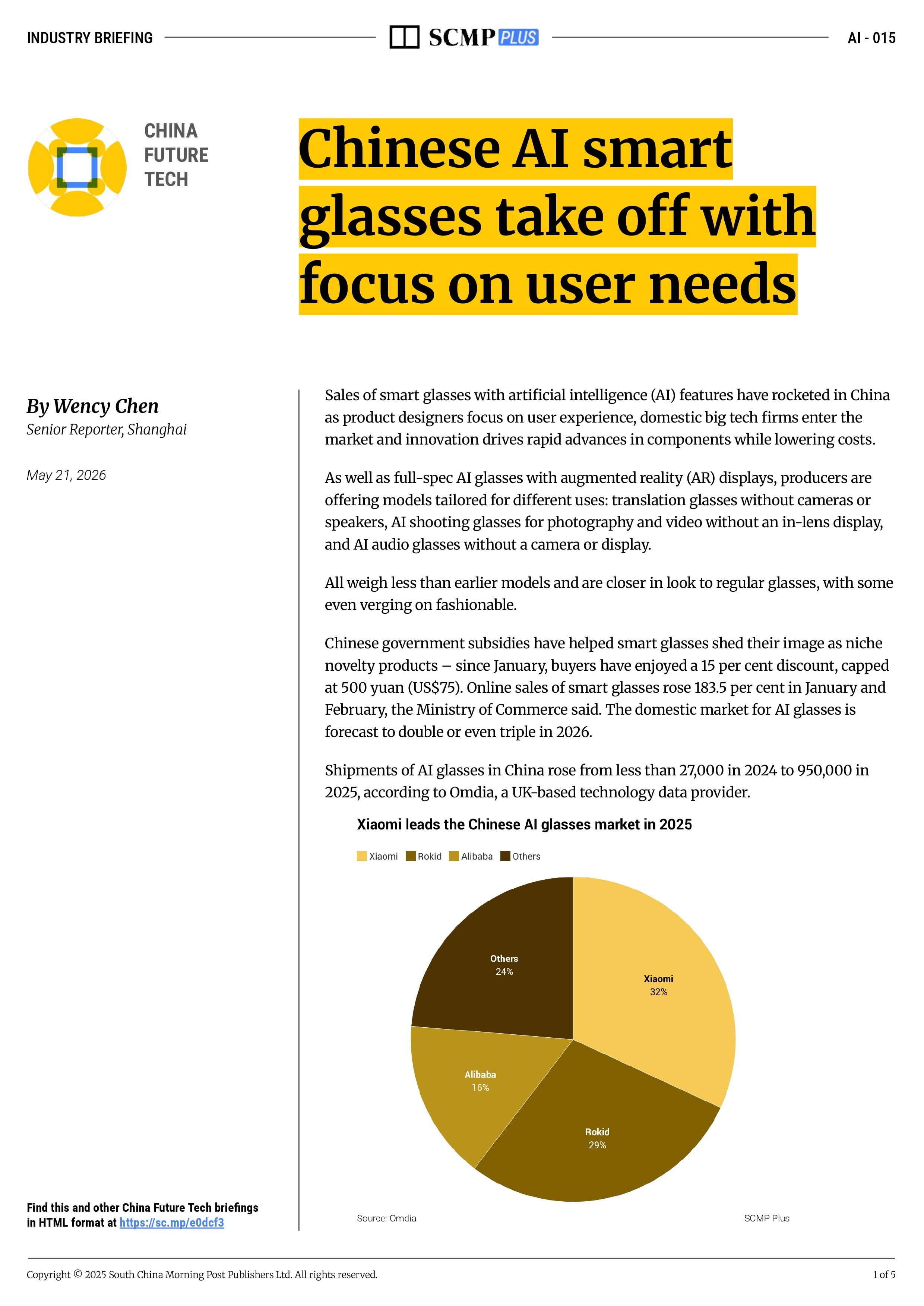 Chinese AI smart glasses take off with focus on user needs