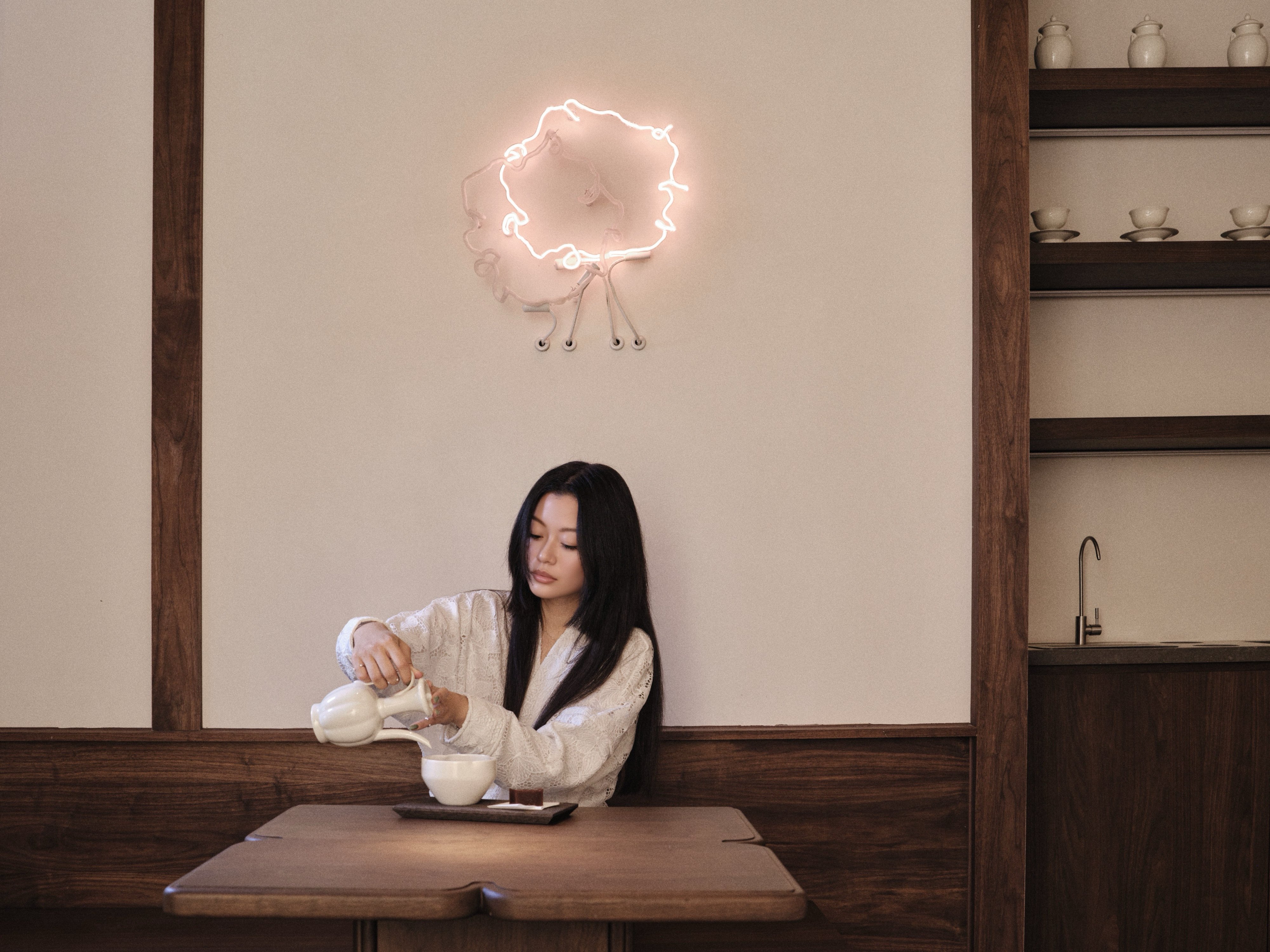 Artist Juno Shen shows off her latest project, Soft Hours, a Chinese teahouse on the Lower East Side of Manhattan. Photo: Handout