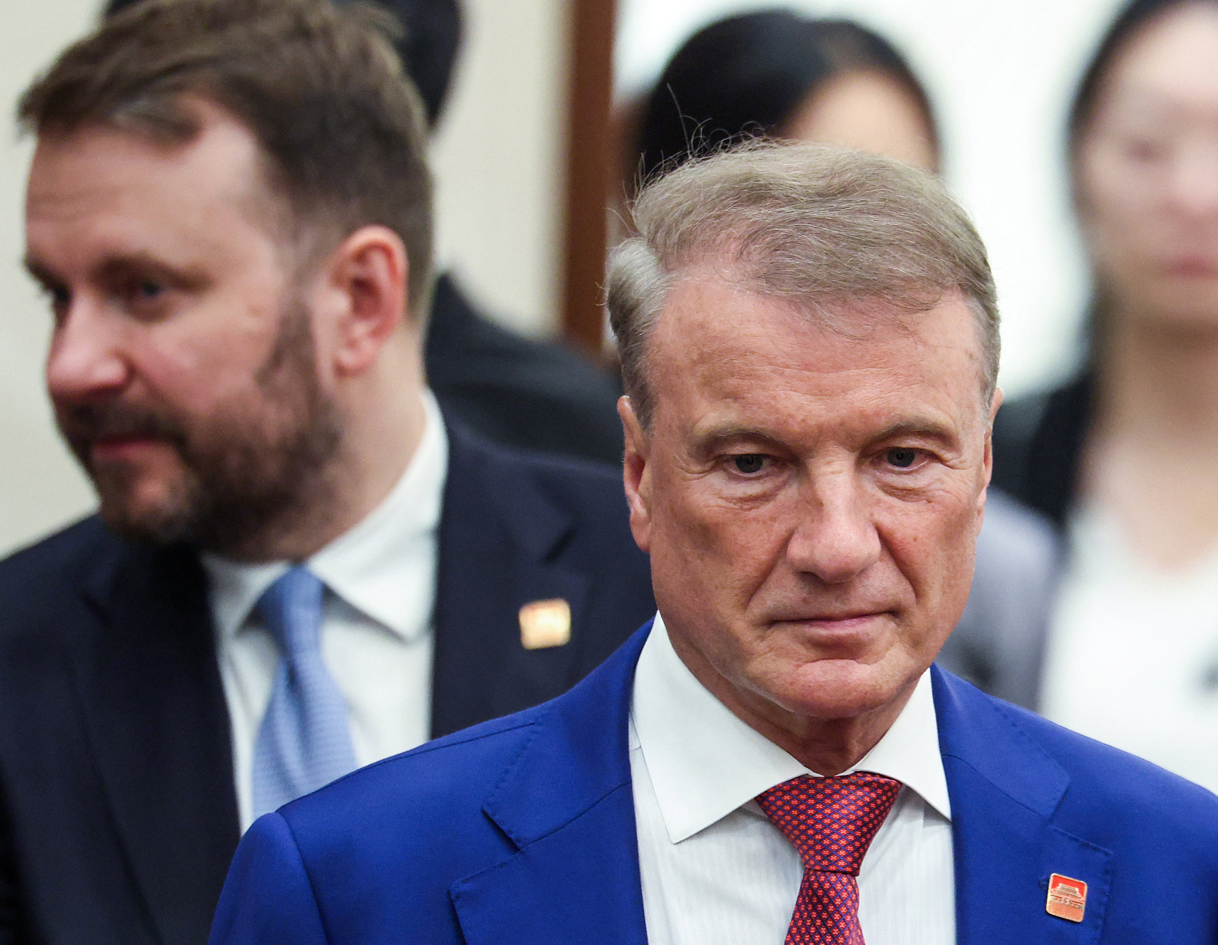 Sberbank CEO German Gref (right) at the Great Hall of the People ahead of a signing ceremony during Russian President Vladimir Putin’s visit to China, in Beijing on Wednesday. Photo: Reuters