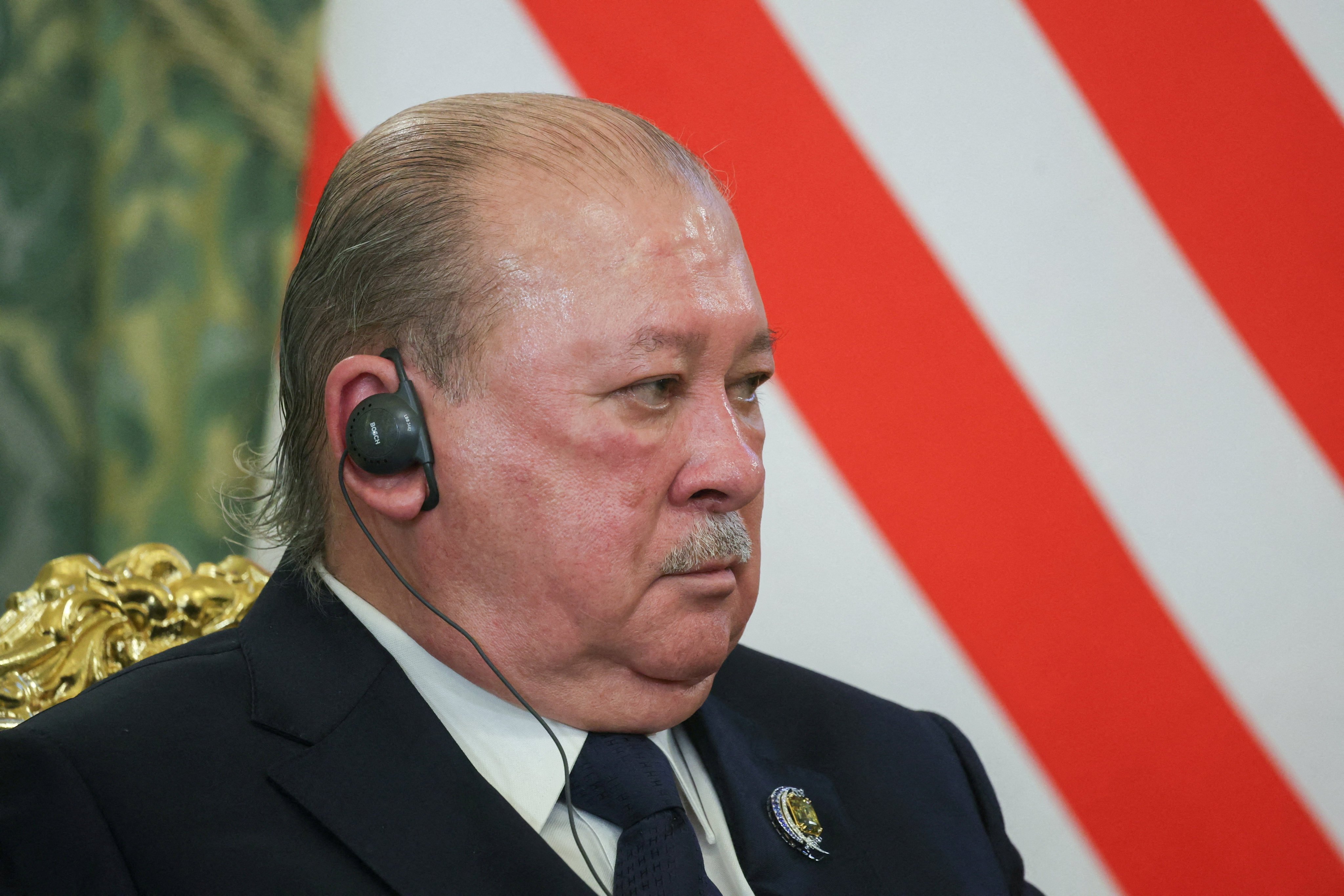 Malaysia’s king, Sultan Ibrahim Iskandar, attends a meeting with Russia’s President Vladimir Putin at the Kremlin in Moscow on May 9. Photo: Reuters