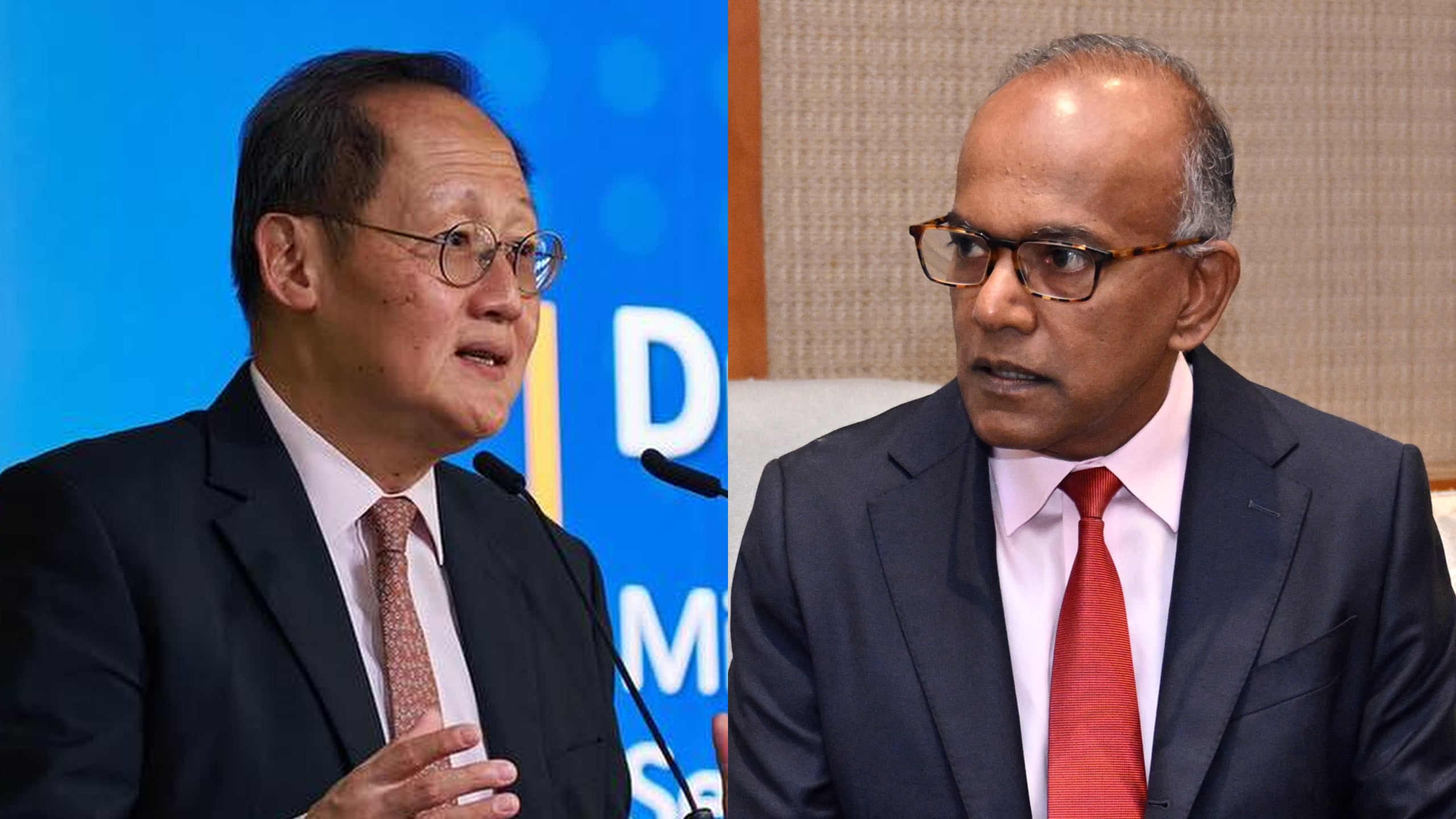Singapore ministers Tan See Leng (left) and K. Shanmugam are suing Bloomberg for defamation. Photo: Facebook/Handout
