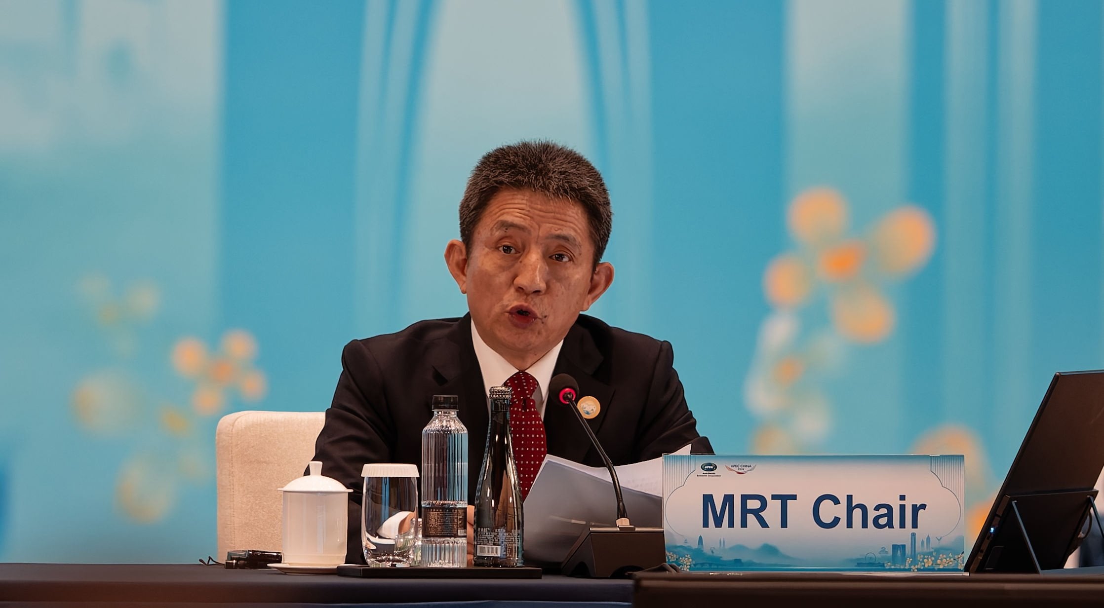 Li Chenggang, China’s international trade representative and a vice-minister of commerce, speaks during the opening ceremony of the Apec ministerial meeting in Suzhou, Jiangsu province, on Friday. Photo: EPA
