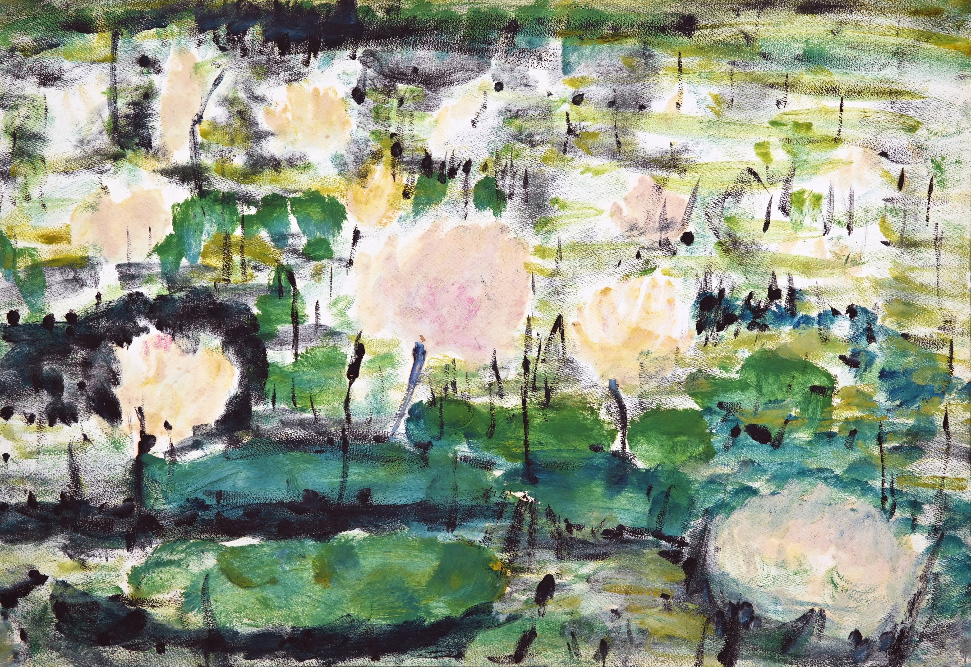Untitled (Lotus) by Tang Chang demonstrates an abstract approach to traditional ink art imagery. Photo: Handout