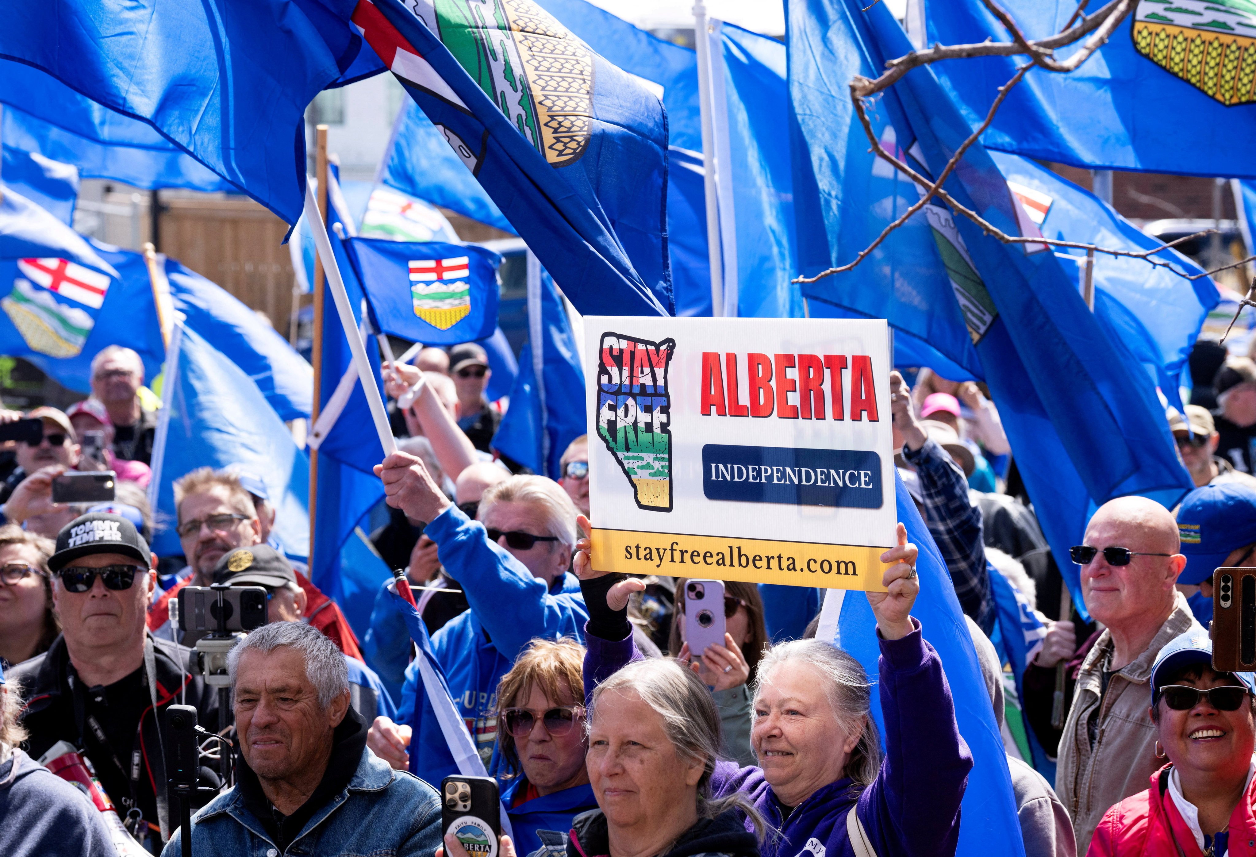 Alberta separatists rally in Edmonton, Alberta, on May 4. Photo: Reuters
