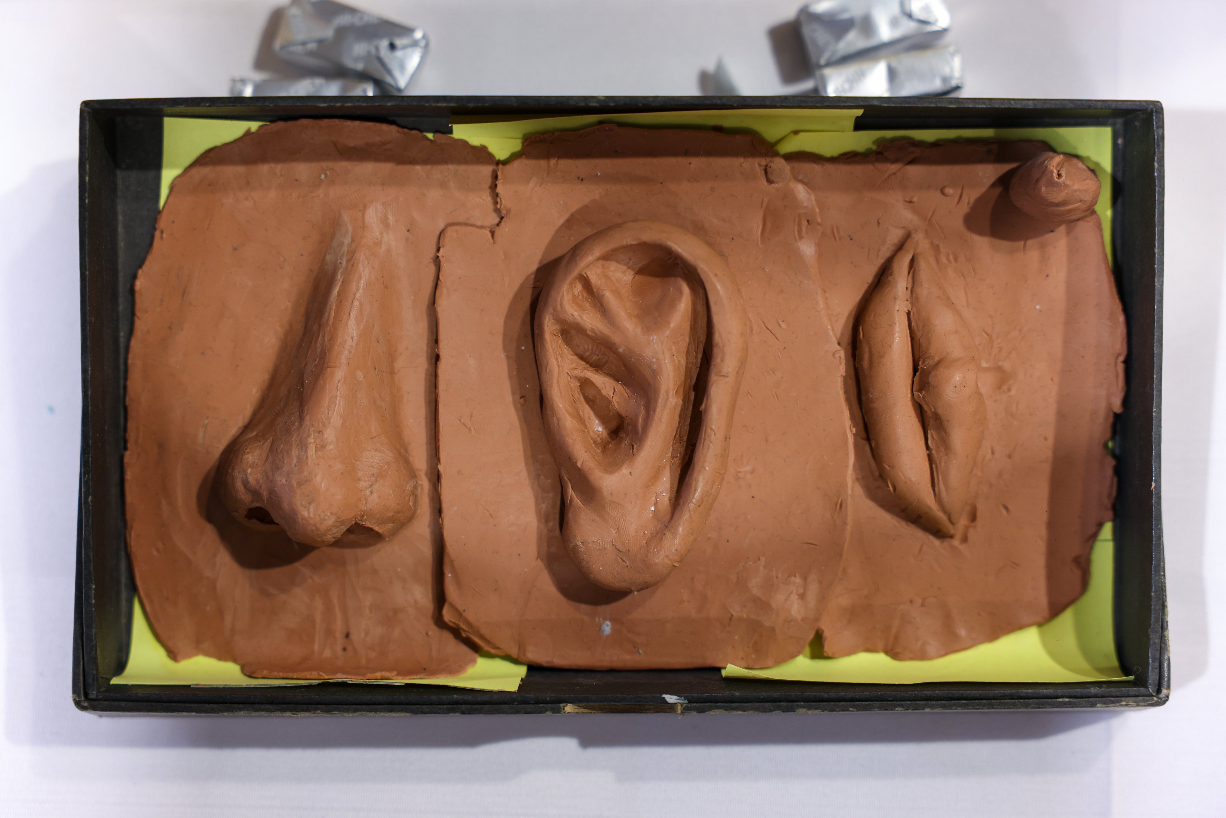 Samples of the team’s clay models of human body parts. Photo: Nora Tam