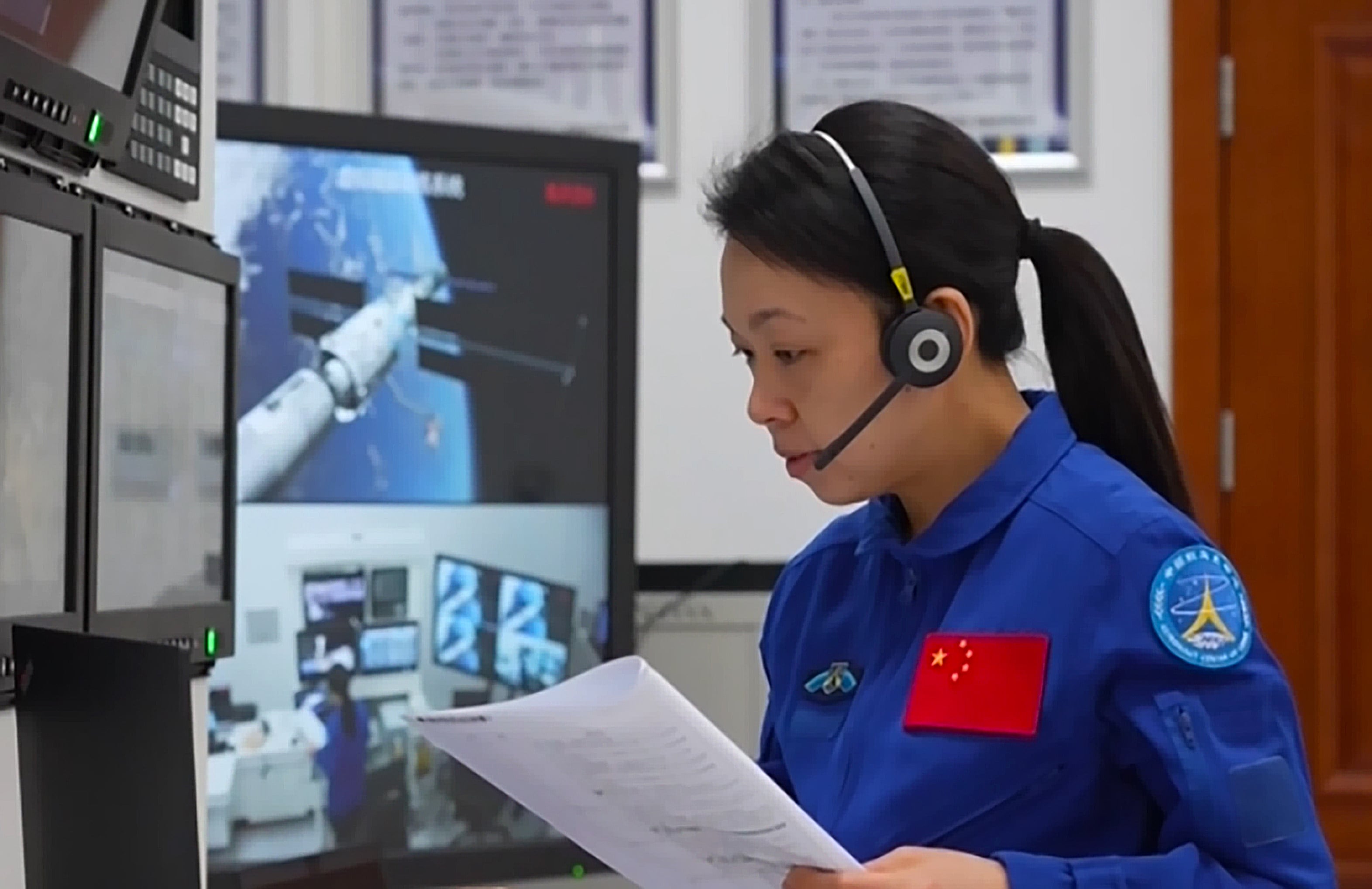 Shenzhou-23 crew member Lai Ka-ying is seen during training. Photo: CCTV screen grab