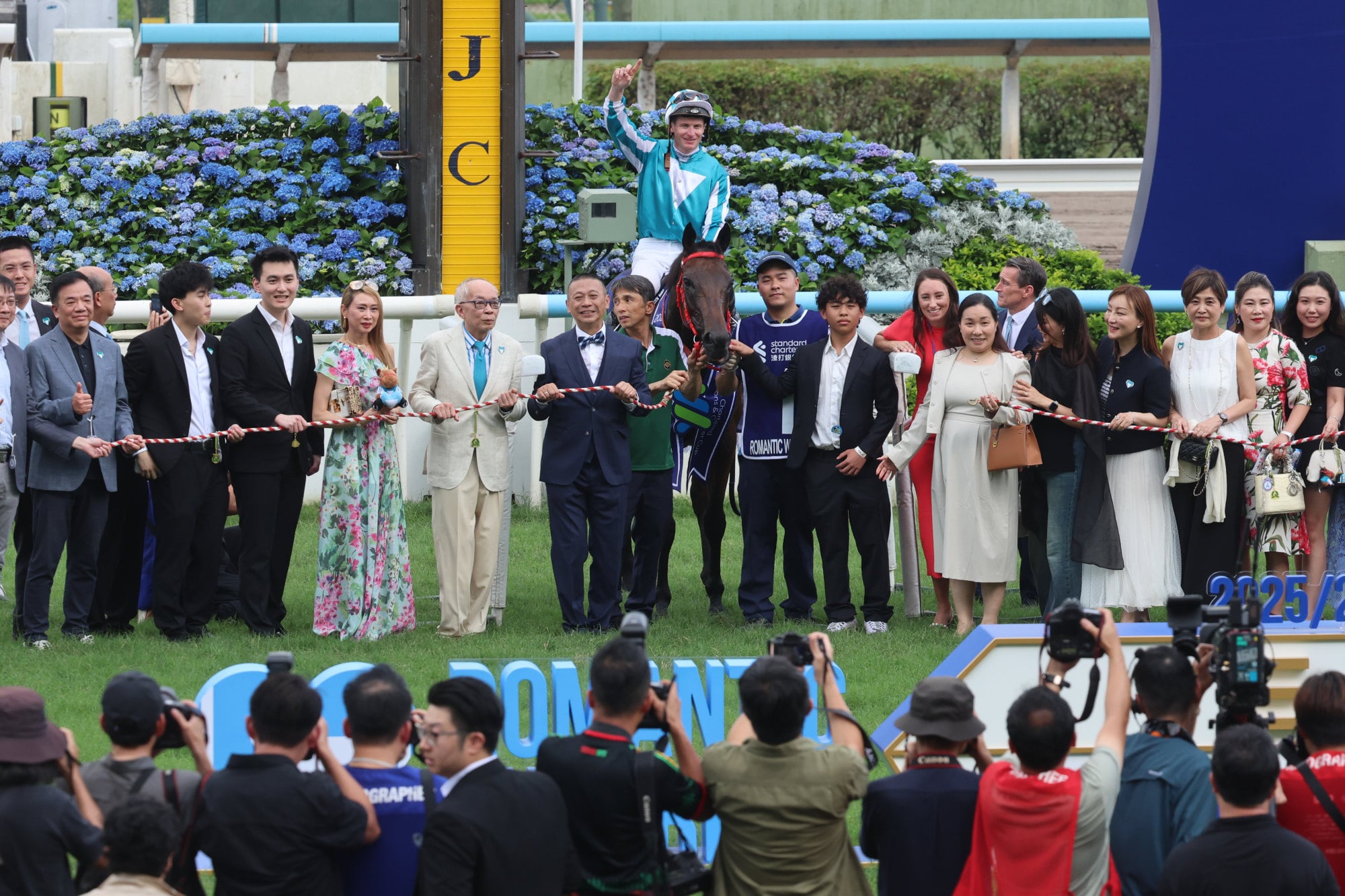 Connections celebrate the 15th Group One win of Romantic. Photo: Dickson Lee