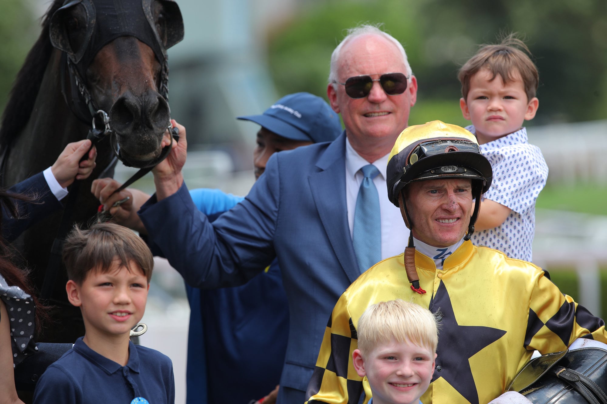 Trainer David Hall and Zac Purton after Flying Amani’s win. Trainer David Hall and Zac Purton after Flying Amani’s win.