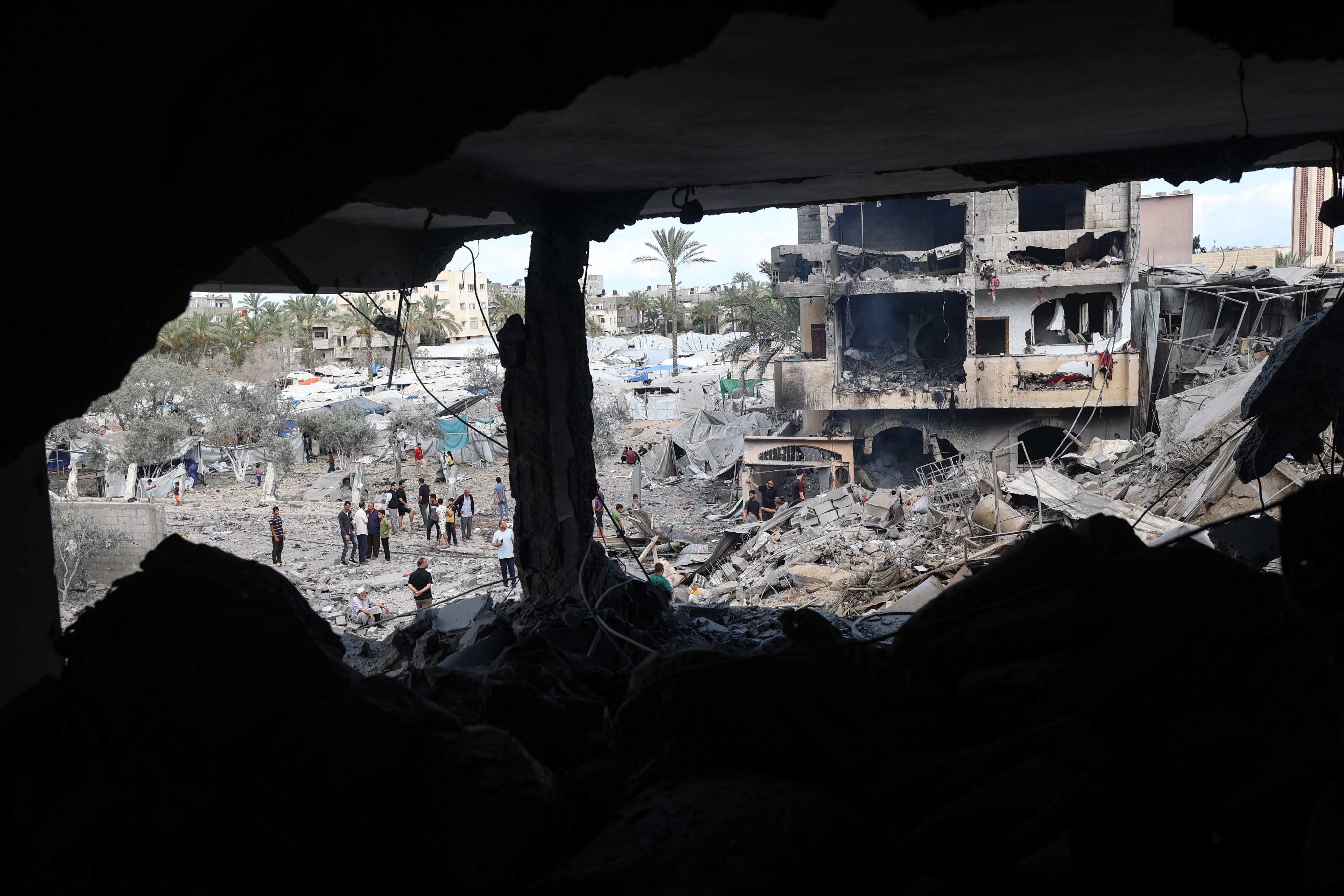 Rubble of a residential building targeted by an Israeli strike, in Deir el-Balah in the central Gaza Strip. Photo: AFP