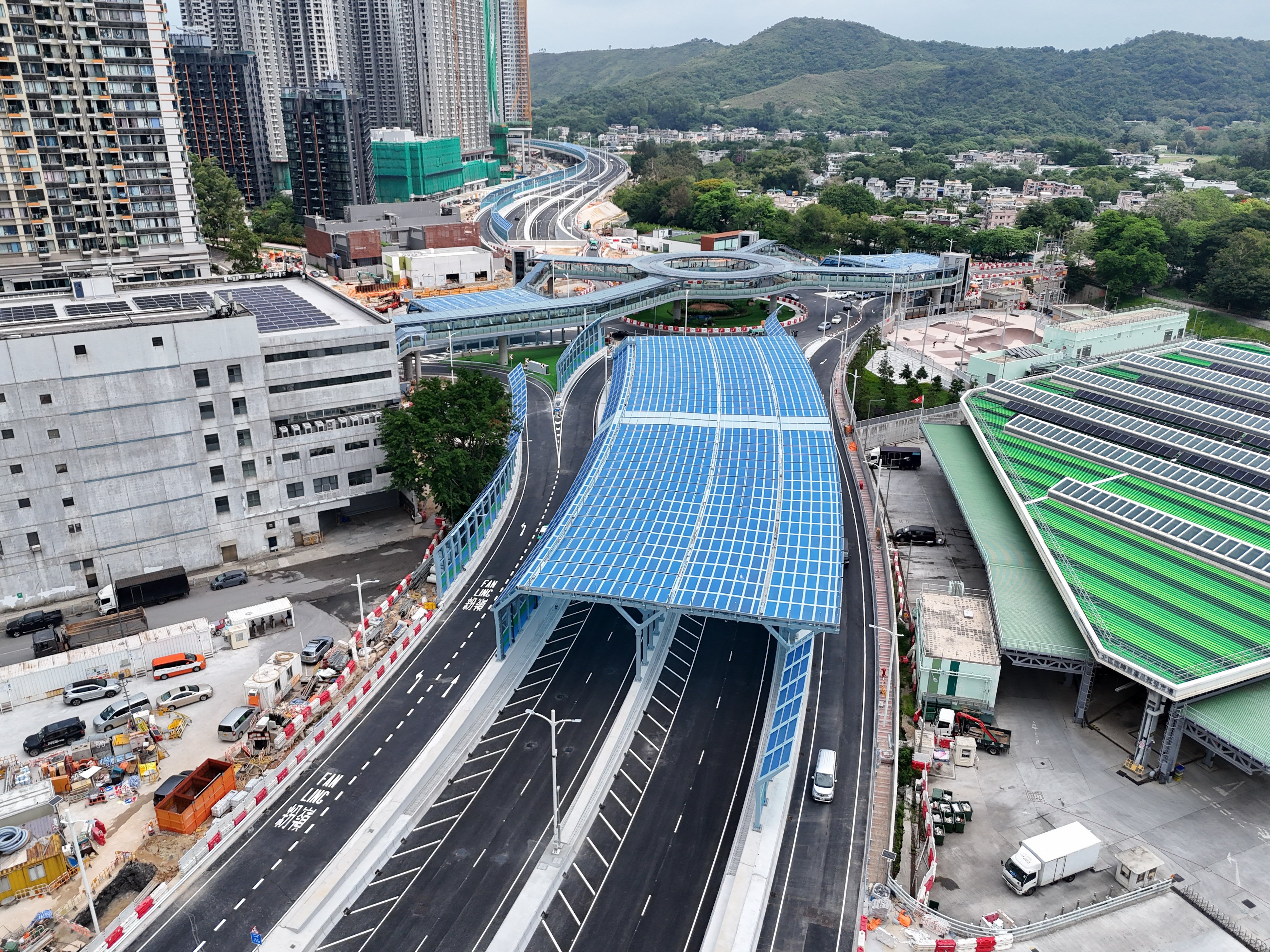 A view of the newly commissioned Fanling Bypass (Eastern section), the first major transport infrastructure in the Northern Metropolis border town development project, is seen on May 3. Photo: Eugene Lee