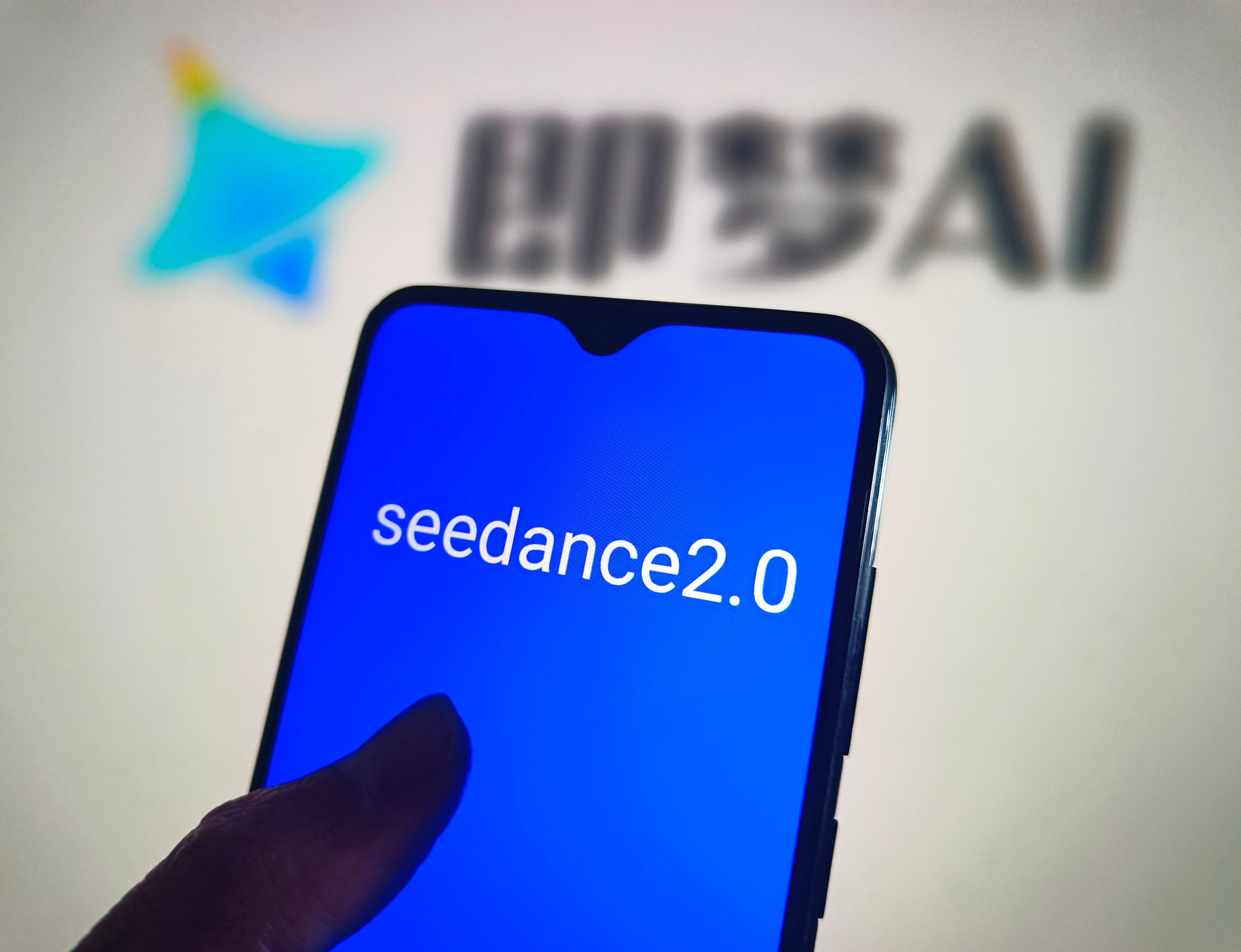 In this photo illustration, the logo of ByteDance’s AI video model, Seedance 2.0, is displayed on a smartphone screen in China’s Jiangsu province. Illustration: Getty Images