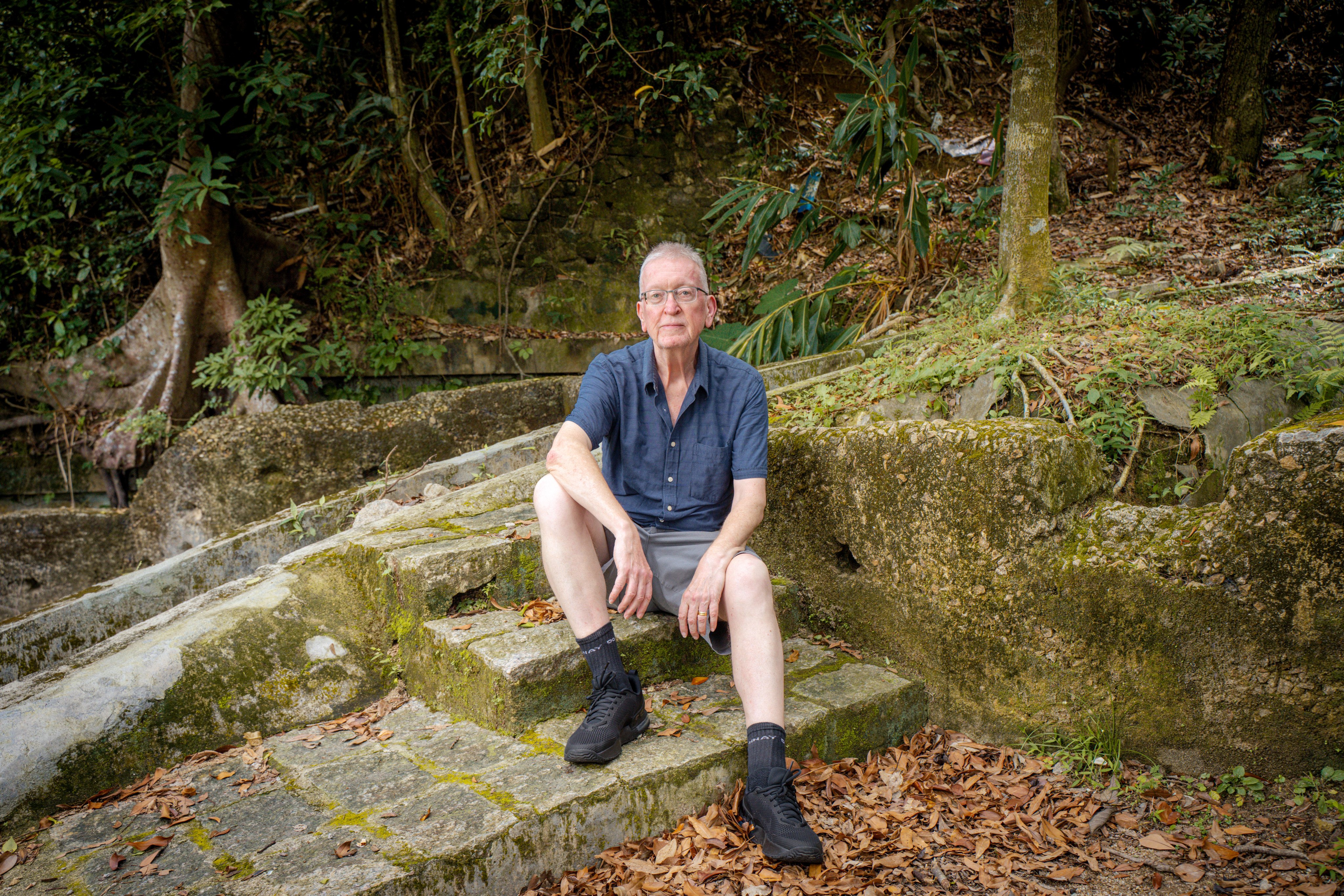 Hong Kong historian Tony Banham at the site of the West Brigade Headquarters in Wong Nai Chung Gap, Hong Kong. Photo: Alexander Mak
