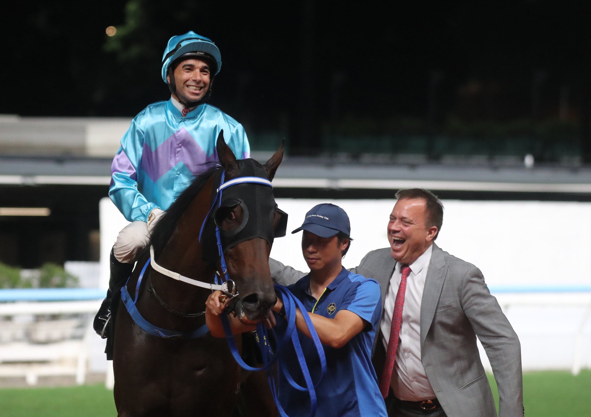 All smiles for Joao Moreira and Caspar Fownes.